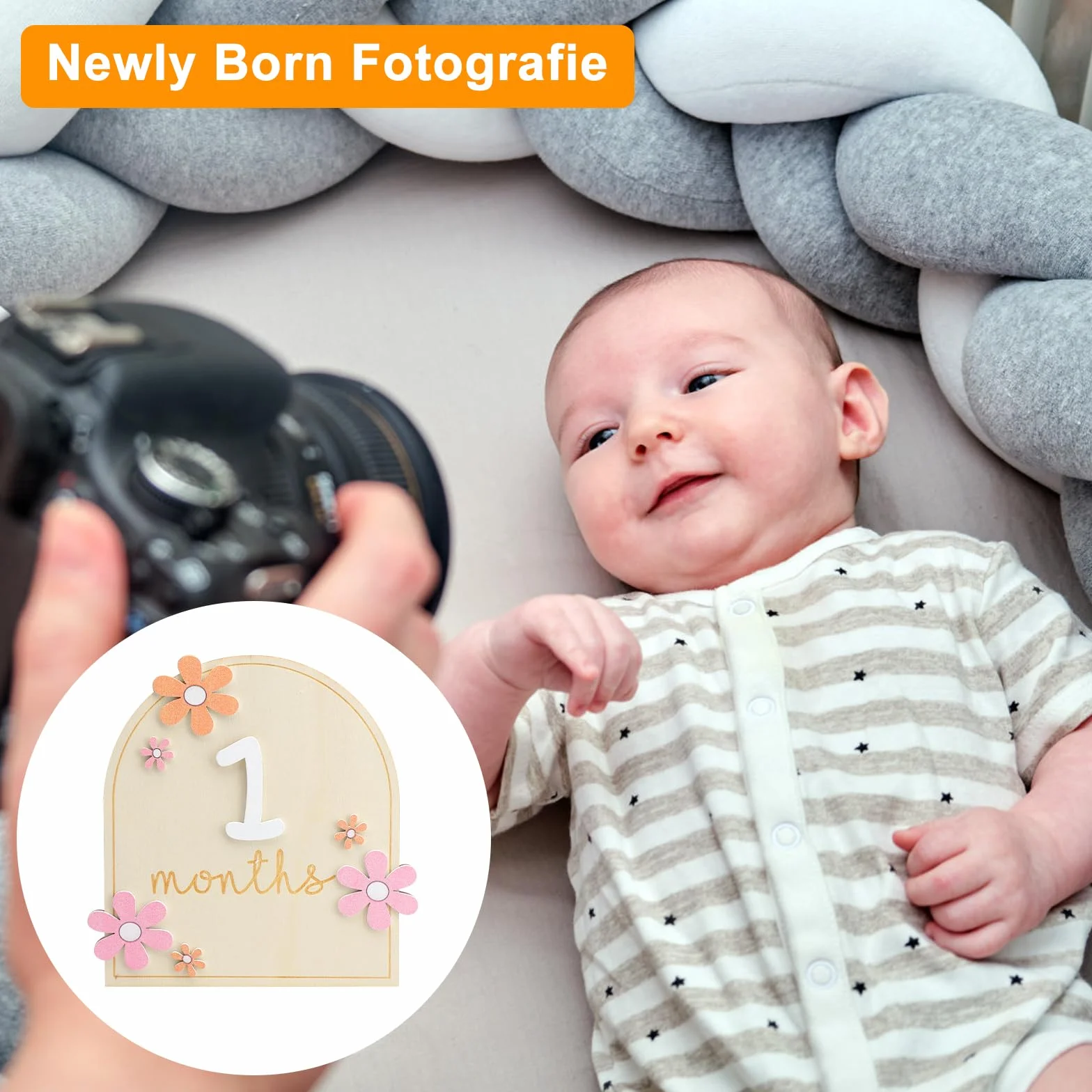 Drewniane kartki z kamieniami milowymi dla niemowląt, z samoprzylepnymi kropkami, rekwizyty fotograficzne dla małych dzieci w wieku 0-12 miesięcy, rejestracja wzrostu