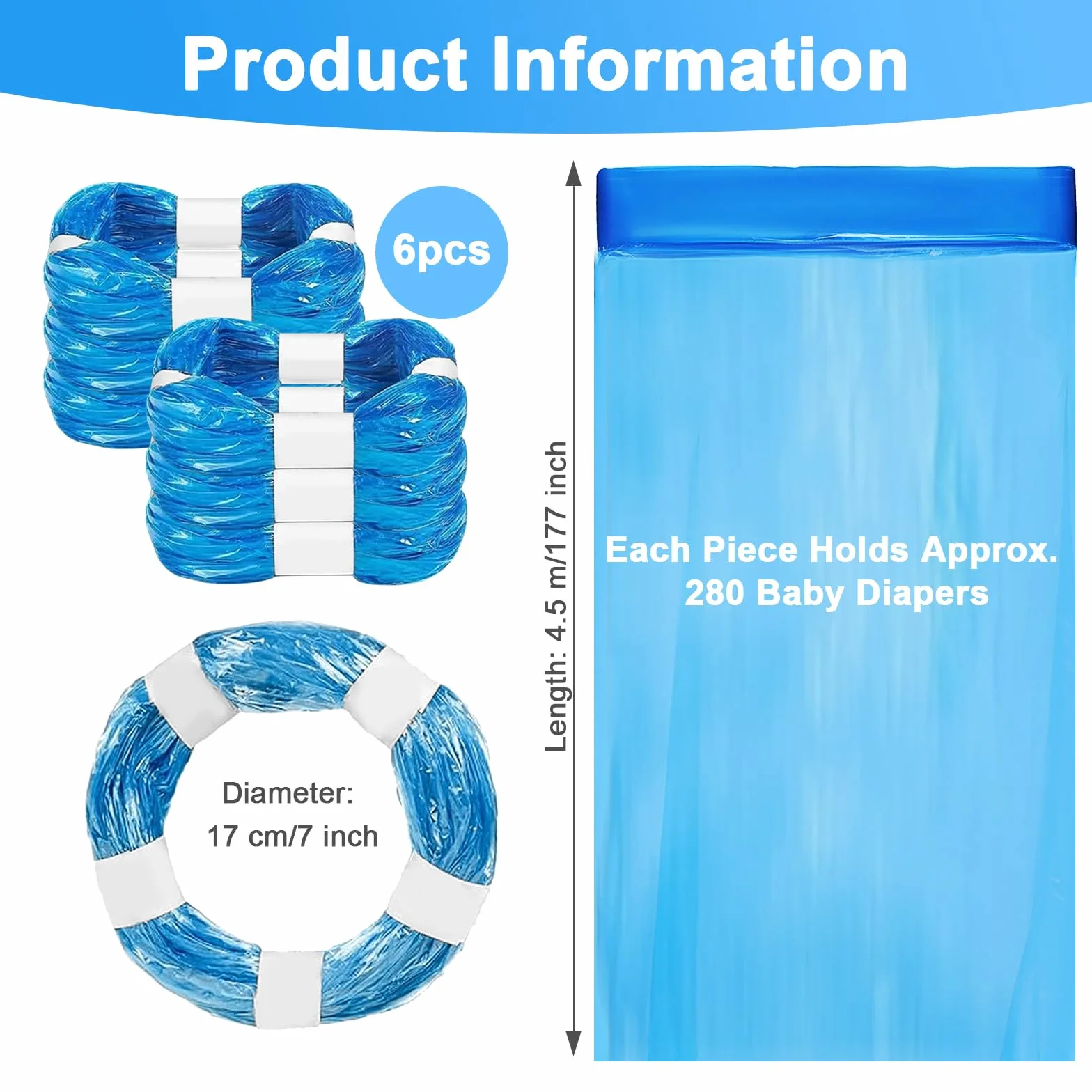 Kaset Uzupełniających do Wiaderek na Pieluchy Kompatybilnych z Tommee Tippee Angelcare LitterLocker 6 Sztuk