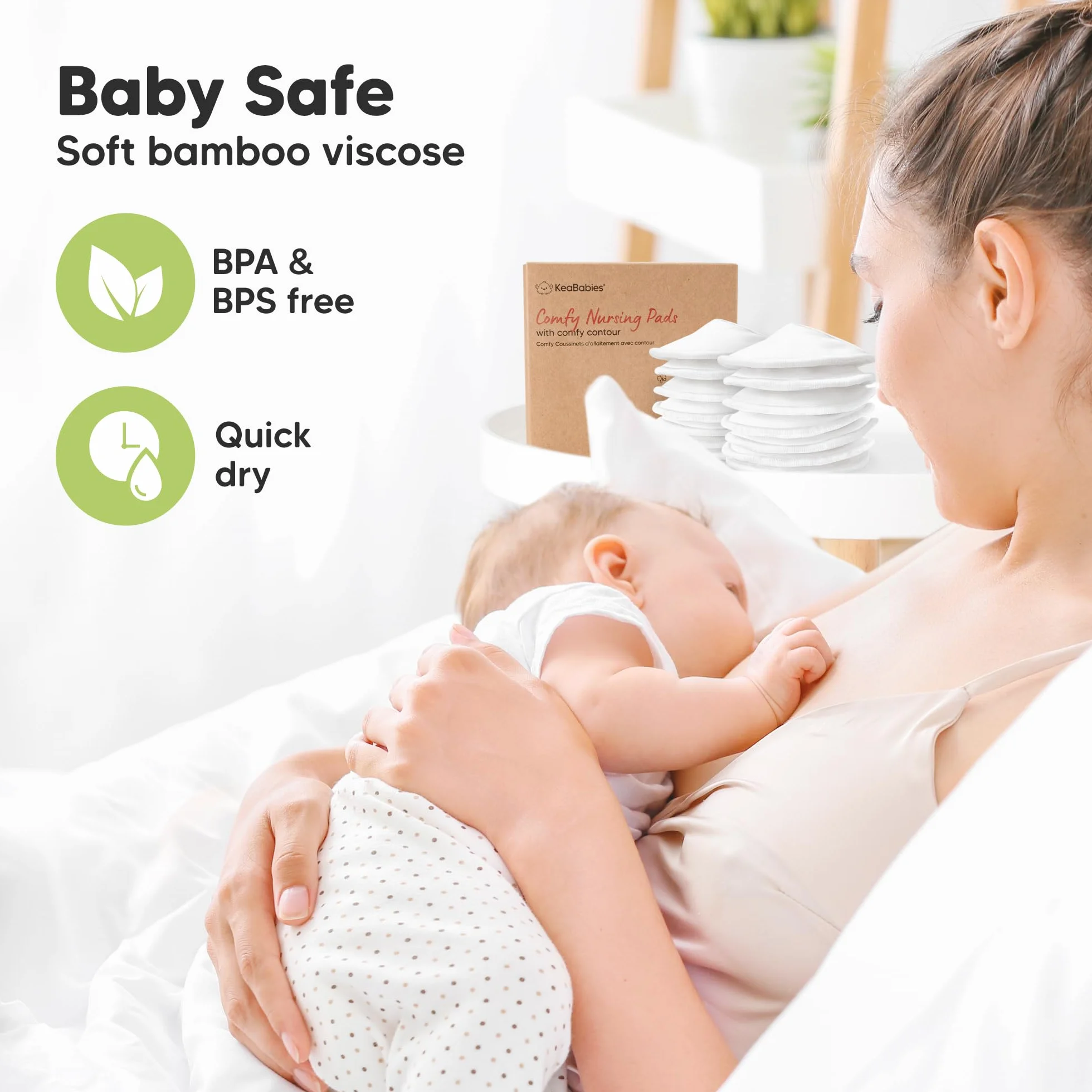 Organiczne bambusowe wkładki piersiowe do karmienia piersią, 14 nadających się do prania wkładek do prania + torba do prania, wkładki do karmienia piersią dla kobiet w ciąży - wkładki na sutki