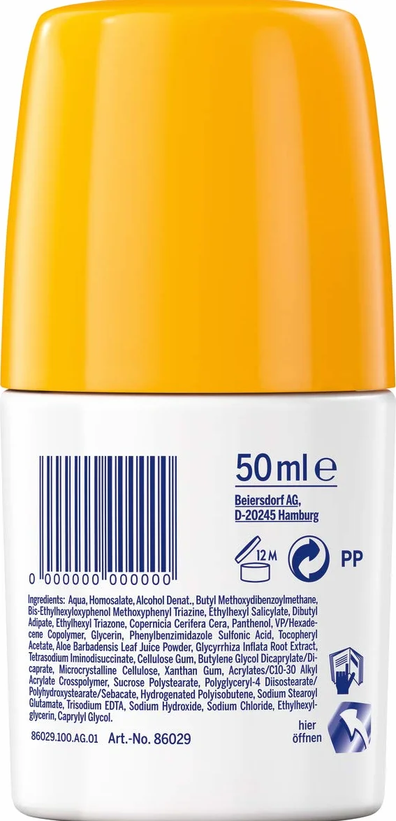 NIVEA SUN Kids Sensitiv wałek przeciwsłoneczny w opakowaniu 1 x 50 ml, krem przeciwsłoneczny z SPF 50+, praktyczny balsam do opalania dla wrażliwej skóry dziecka