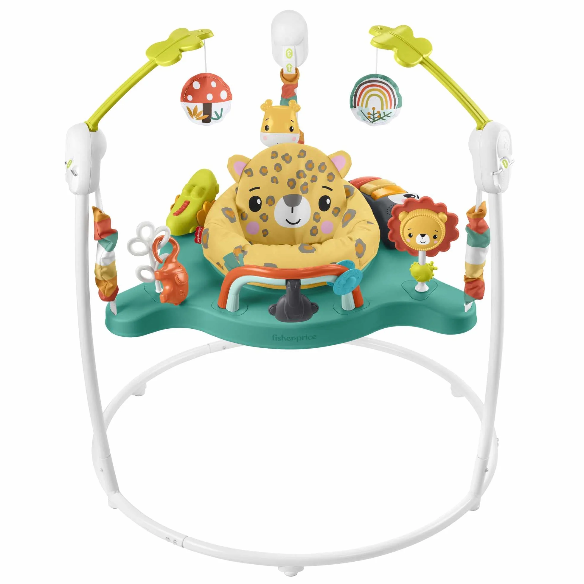 Fisher-Price Skoczek Gepard Centrum zabaw dla niemowląt ze światełkami, dźwiękami i muzyką, interaktywny skoczek dla dzieci, HND47