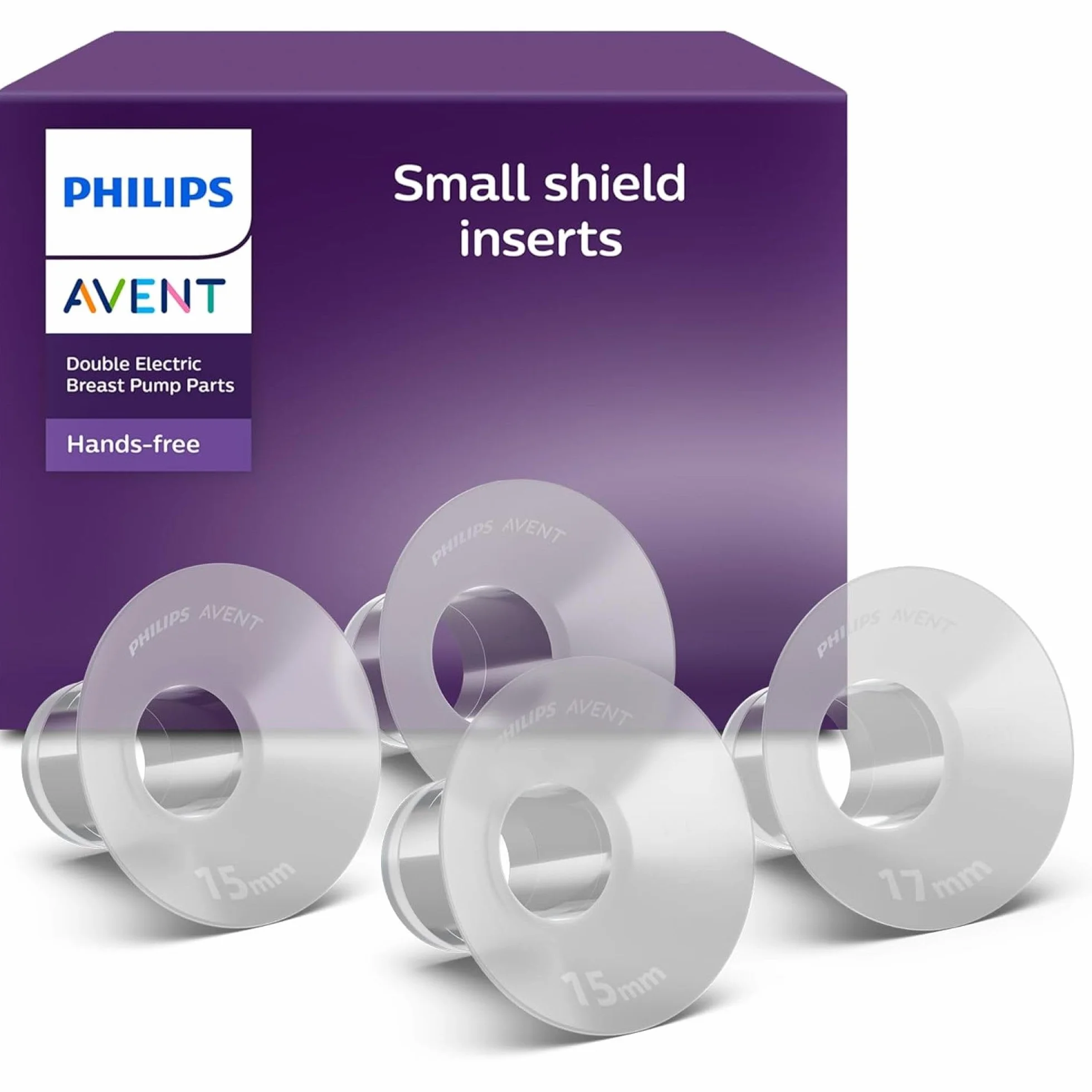 Philips Avent Bezdotykowe małe wkładki laktacyjne (15 mm i 17 mm) do elektrycznego laktatora, kompatybilne z bezdotykowymi pojemnikami na pokarm, SCF554/11