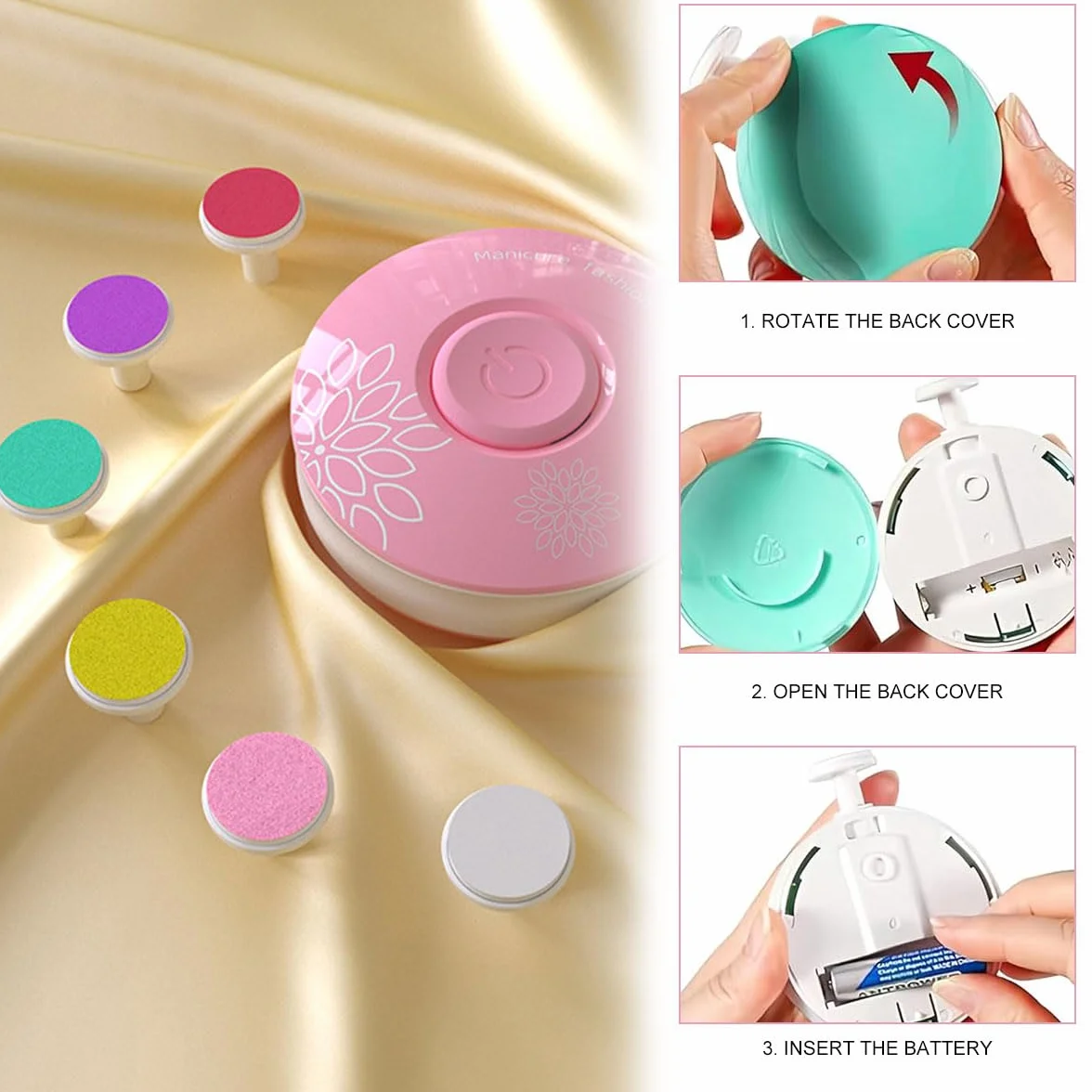 Elektryczny pilnik do paznokci dla dzieci, elektryczny pilnik do paznokci dla niemowląt, bezpieczny obcinacz do paznokci dla dzieci, zestaw do manicure dla dzieci, różowy