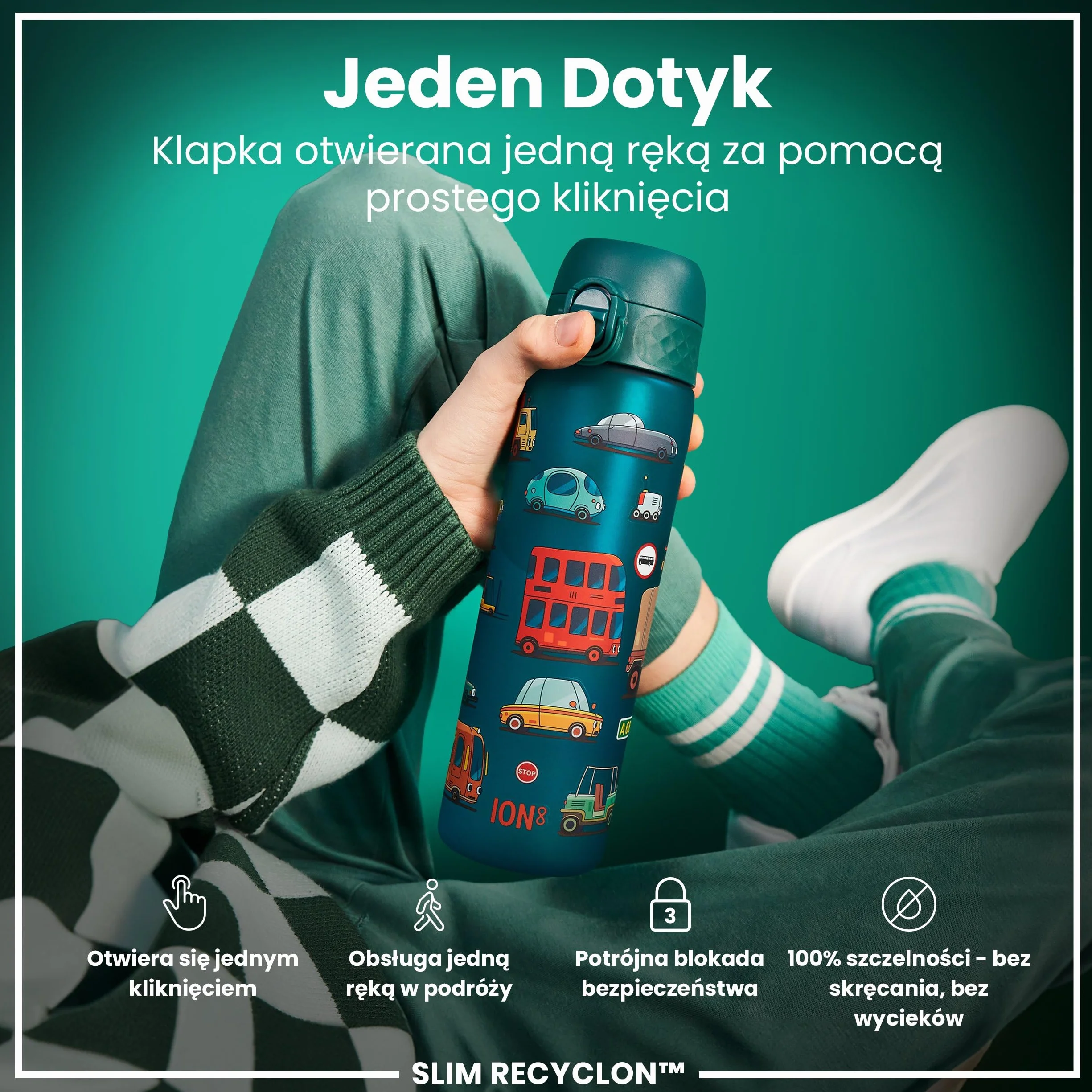 ION8 Butelka na Wodę 500 ml Szczelna Bez BPA Łatwe Czyszczenie
