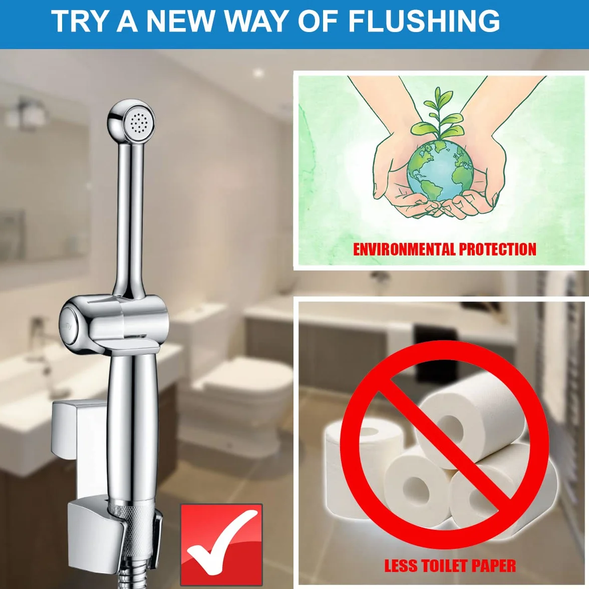 Bidet Uvish rozpylacz do mocowania do toalety, ręczny sprayer, higiena osobista, prysznic z wężem, pielucha dla niemowląt, czystość pośladków z litego mosiądzu