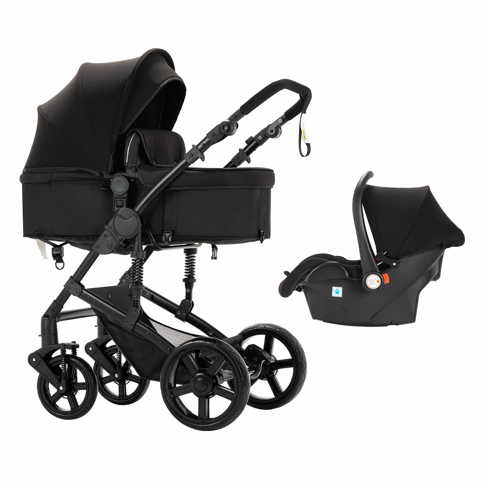 Wózek dziecięcy Reborn 3 w 1 z ramą ze stopu aluminium, dwa odwracalne tryby przesuwania