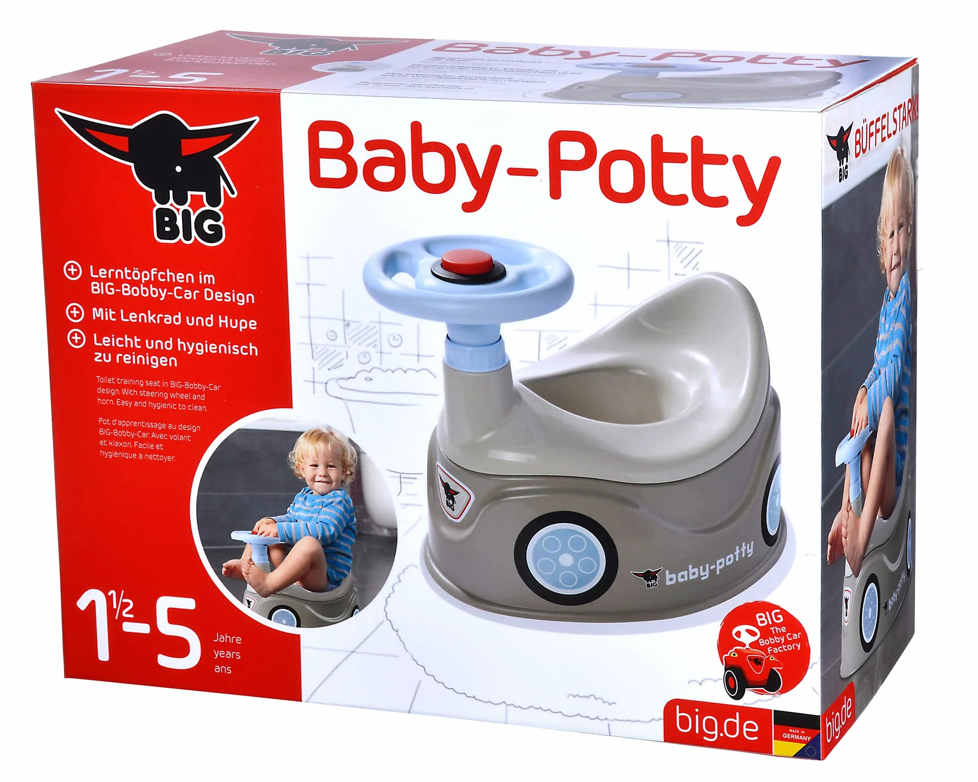 BIG Baby Potty nocnik do nauki Big Bobby Car ze zdejmowaną kierownicą, dla dzieci od 18 miesięcy