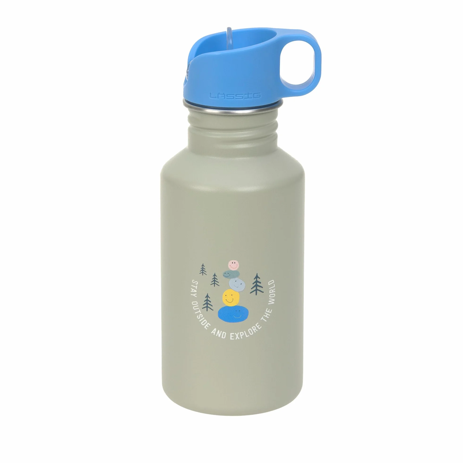 LÄSSIG Butelka do picia ze stali nierdzewnej, bez BPA, 500 ml, do przedszkola, szczelna, ze sportowym zamknięciem do picia/Bottle Stainless Steel Sunny Explorer, zielona/niebieska