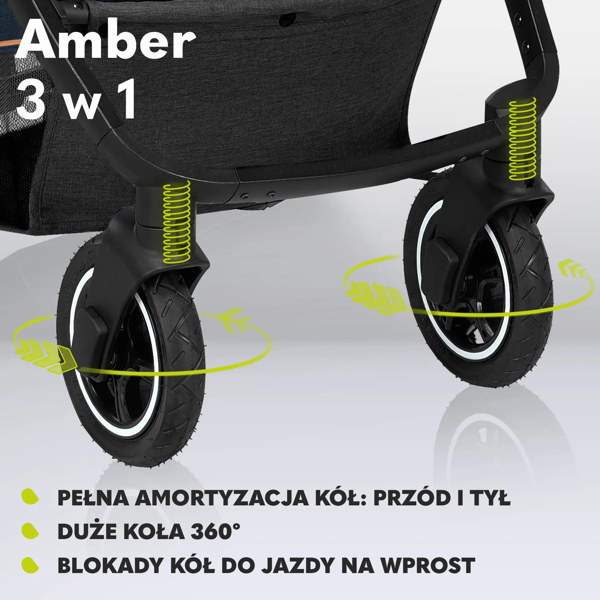 LIONELO Amber wózek spacerowy 3 w 1 do 22kg, montaż siedziska przodem lub tyłem do kierunku jazdy, pozycja leżąca, bezobsługowe koła PU, pokrowiec na gondolę i na spacerówkę, fotelik samochodowy (Granatowy)