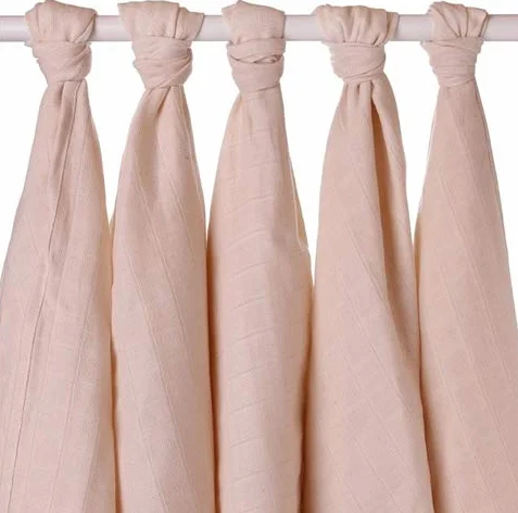 Pieluchy z gazy muslin 80 x 80 cm bawełna ekologiczna zestaw 5 sztuk naturalny
