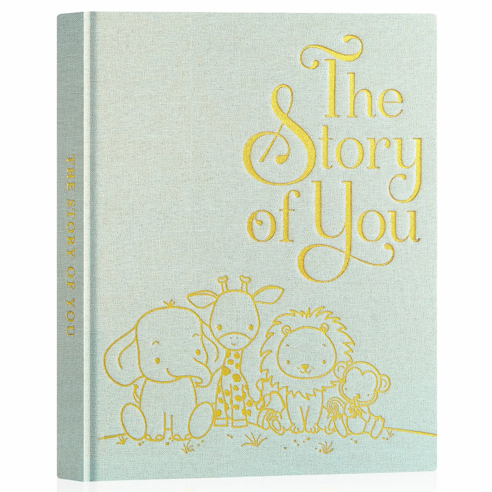 Lanpn Album fotograficzny dla dziecka Pierwszy 5 Rok dla chłopca dziewczynki, The Story of Your Baby Memory Book, Pamiętnik dla dzieci, Dziennik dla noworodków Prezent (154 strony, angielski, zielony)