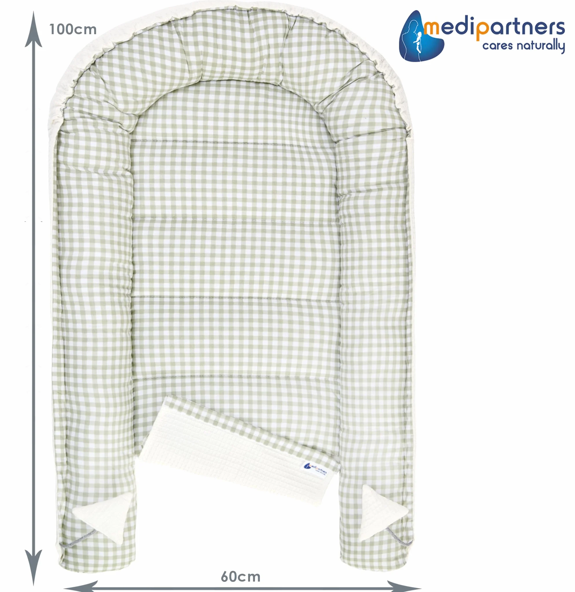Kokon dla niemowląt 100% Bawełna Wafel 100x60x15cm Antyalergiczne wypełnienie Medi Partners