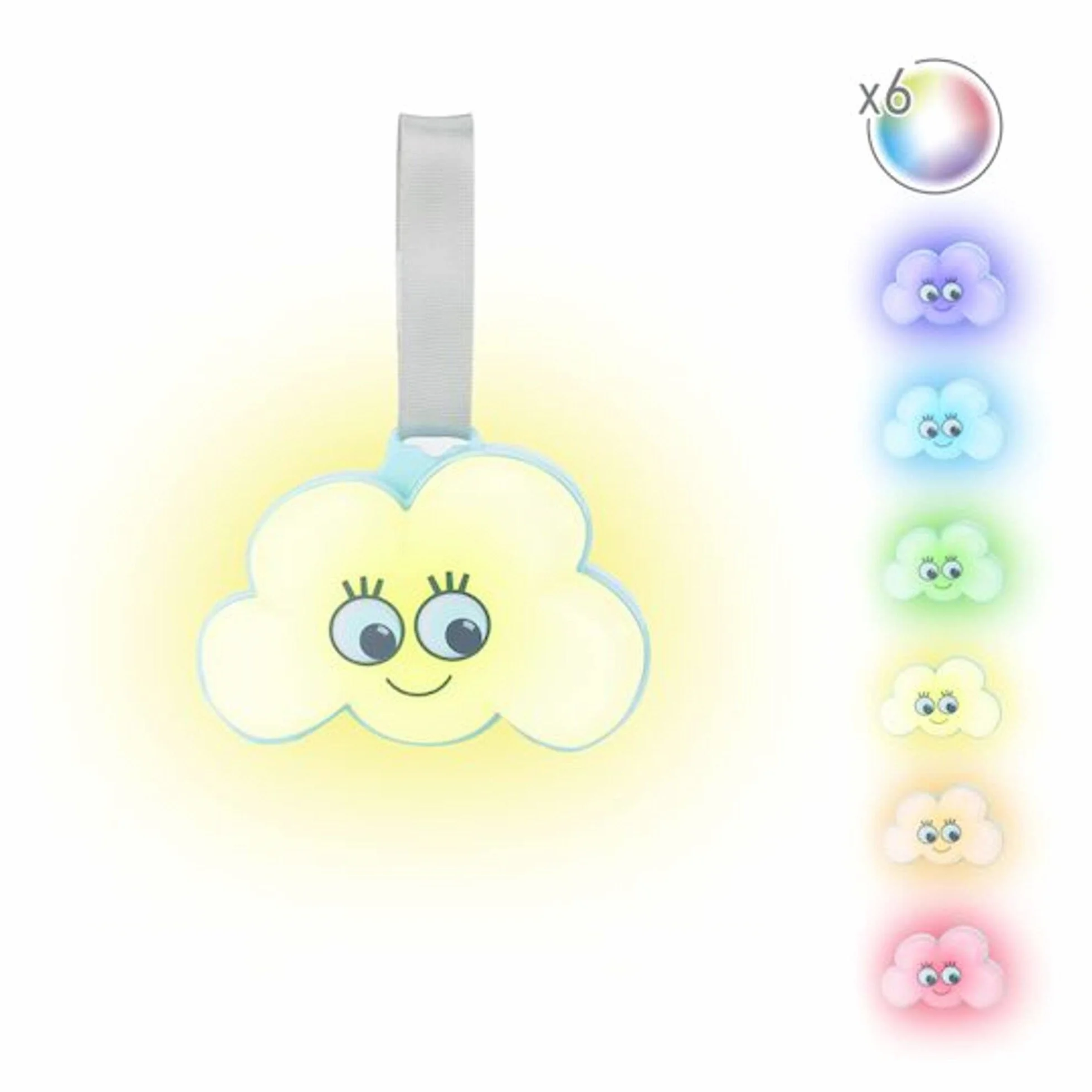 Badabulle Lampka nocna Cloud z 15 kołysankami i 6 kolorami światła, automatyczne wyłączanie