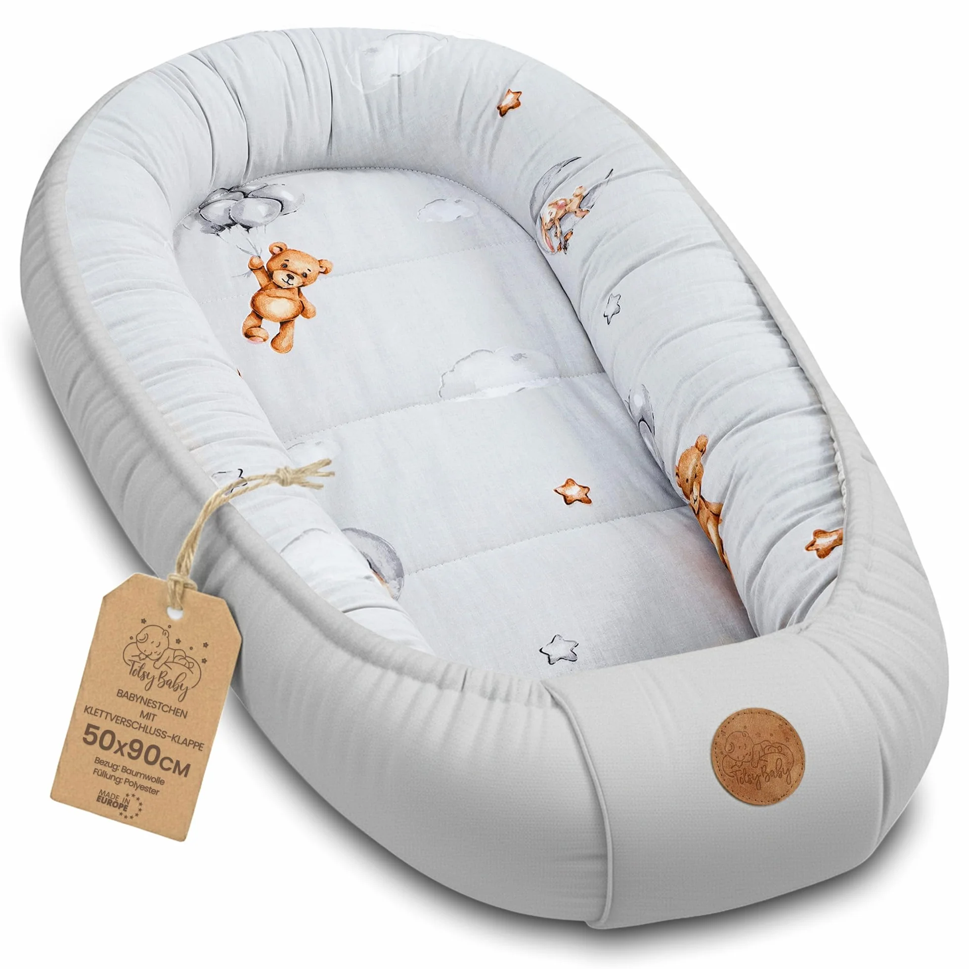 Babynest kokon noworodka 90x50 cm bawełniany ręcznie wykonany