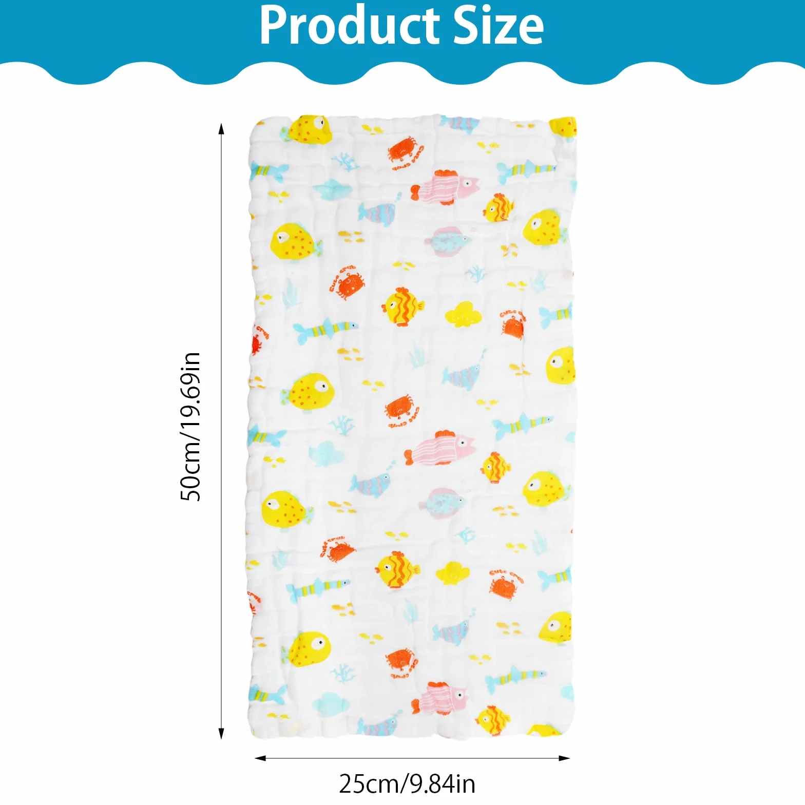 5 sztuk ściereczek do odbijania dla niemowląt, miękkie ściereczki z muślinu dla niemowląt 50x25 cm z bawełny, 6-warstwowe chłonne myjki pieluchy muślinowe dla chłopców i dziewczynek