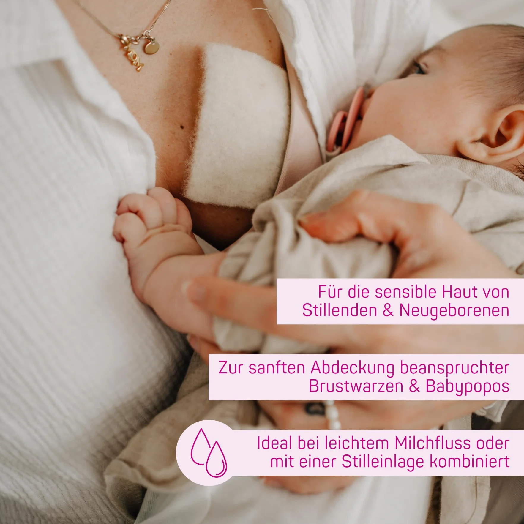 ELANEE Wełniane nakładki dla matek karmiących, do zakrywania zniszczonych sutków i wrażliwych partii skóry, z naturalną lanoliną, gotowa do użycia wełna tłuszczowa, ok. 8 x 8 cm, 20 sztuk (224-00)