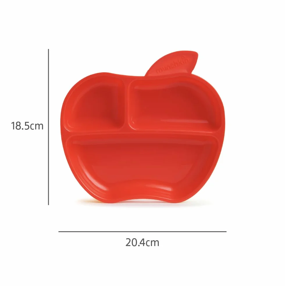 Munchkin Lil' Apple Kids dzielone talerze, 3 sztuki (żółty, czerwony i zielony)