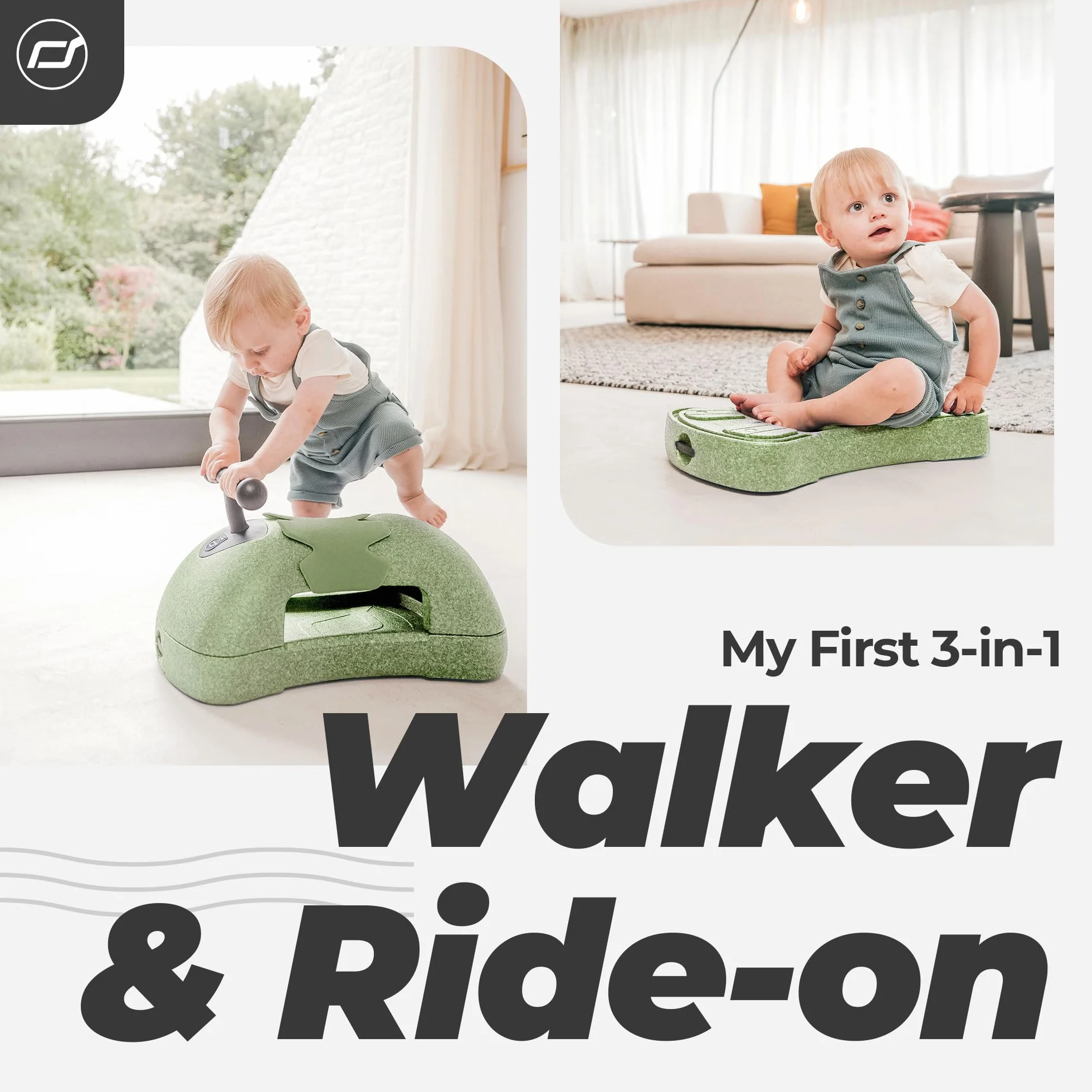 Scoot & Ride My First 96616 ślizgacz 3 w 1 oliwkowy Baby Walker Ride-On Caster-Board od 6 miesięcy do 20 kg