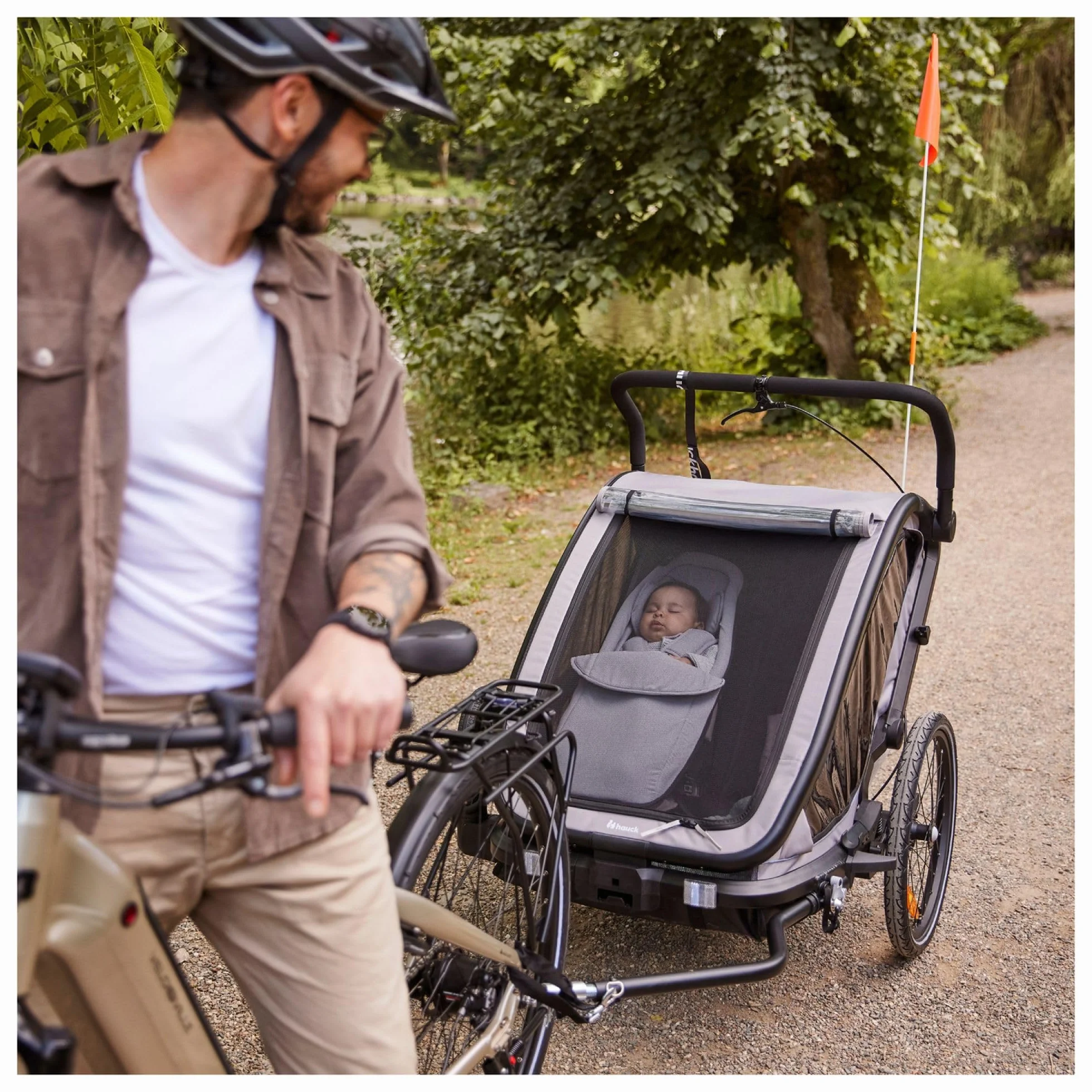Hauck Hamak dla niemowląt Velo Baby Lounger 2 dla Dryk Duo, Dryk Duo Plus & Bike N Walk Duo - fotelik dla noworodka od 1 miesiąca, szary