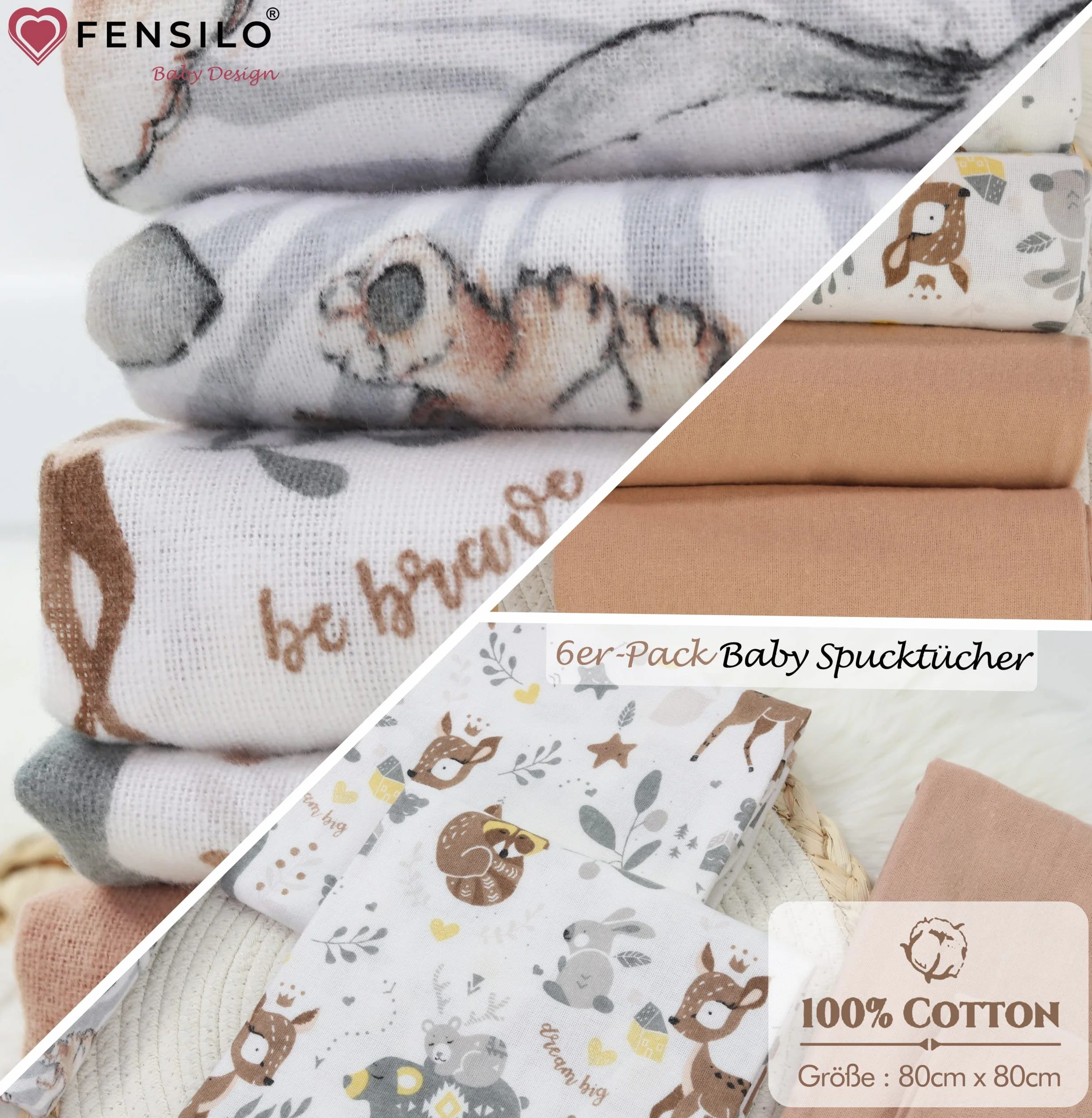 Chusteczki Molton 5 szt. 80x80 cm 100% bawełna flanelowe pieluchy dla dziecka