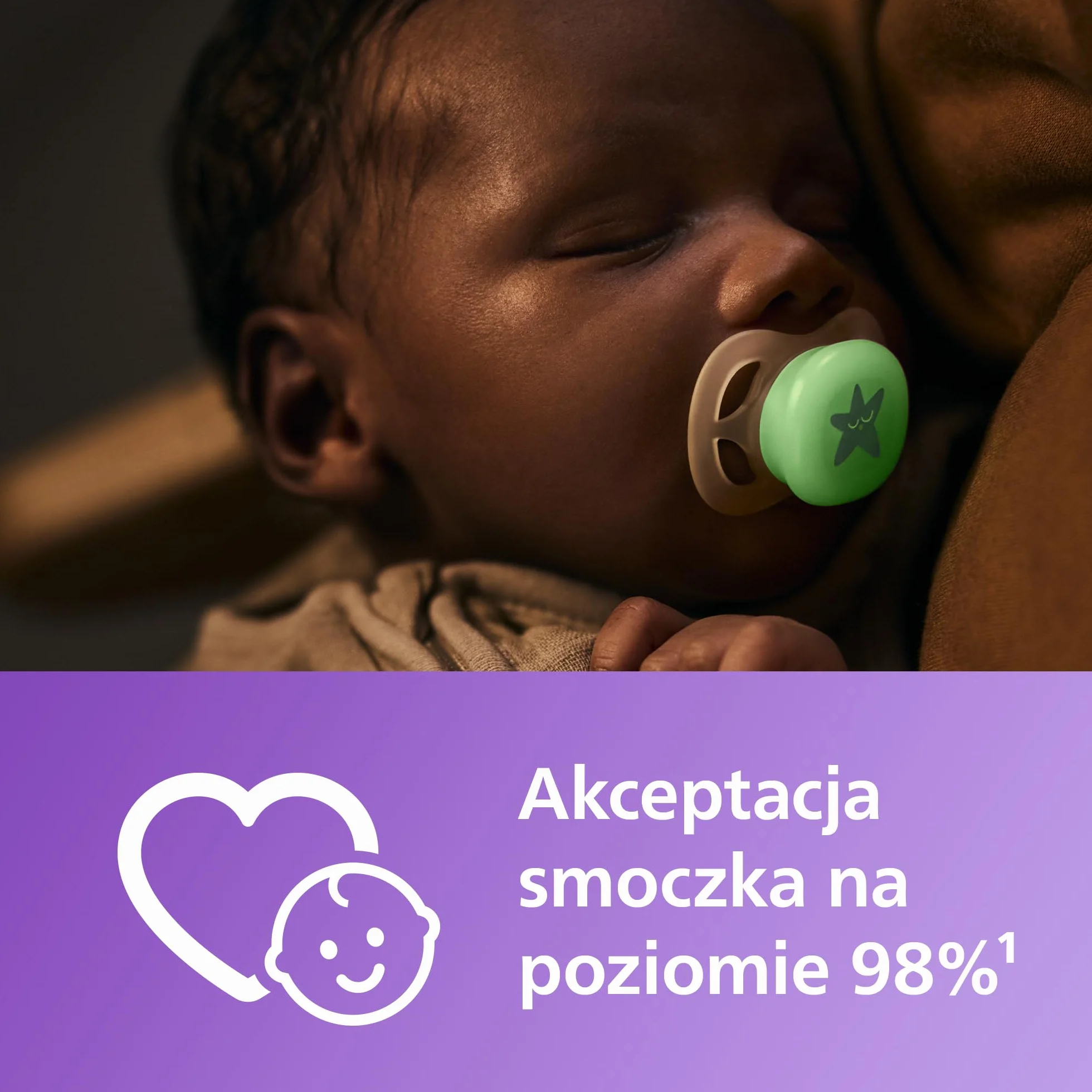 Philips Avent Ultra Start Nighttime, smoczki ortodontyczne dla noworodków w wieku od 0 do 2 miesięcy, świecą w ciemności, silikonowy, bez BPA, ze sterylizatorem/etui, 2 sztuki, SCF075/07