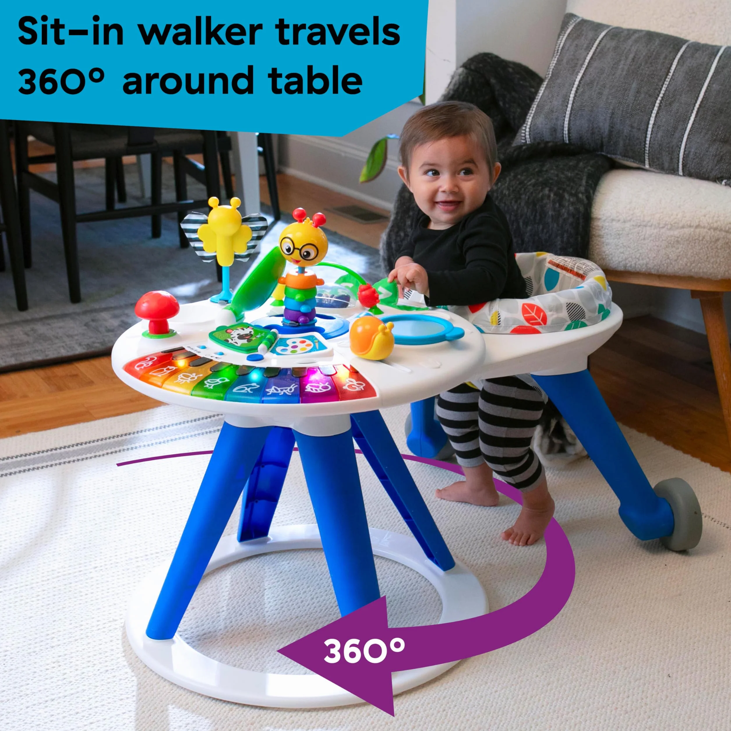 Baby Einstein 11311 Interaktywny Chodzik dla Dzieci ze Stołem, Wielokolorowy, Do 12 kg
