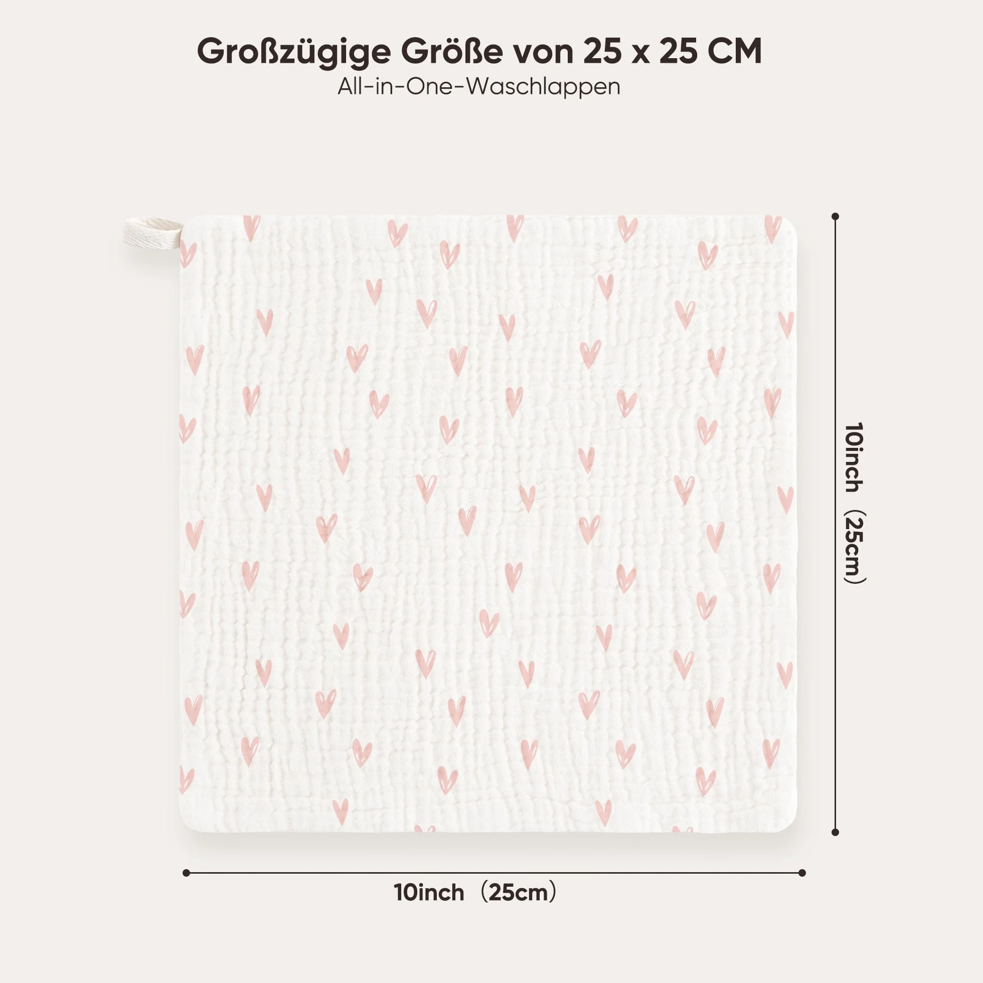 Bearmoss Chusteczki Molton dla niemowląt 100% bawełna 25x25 cm 10 sztuk różowo-fioletowe