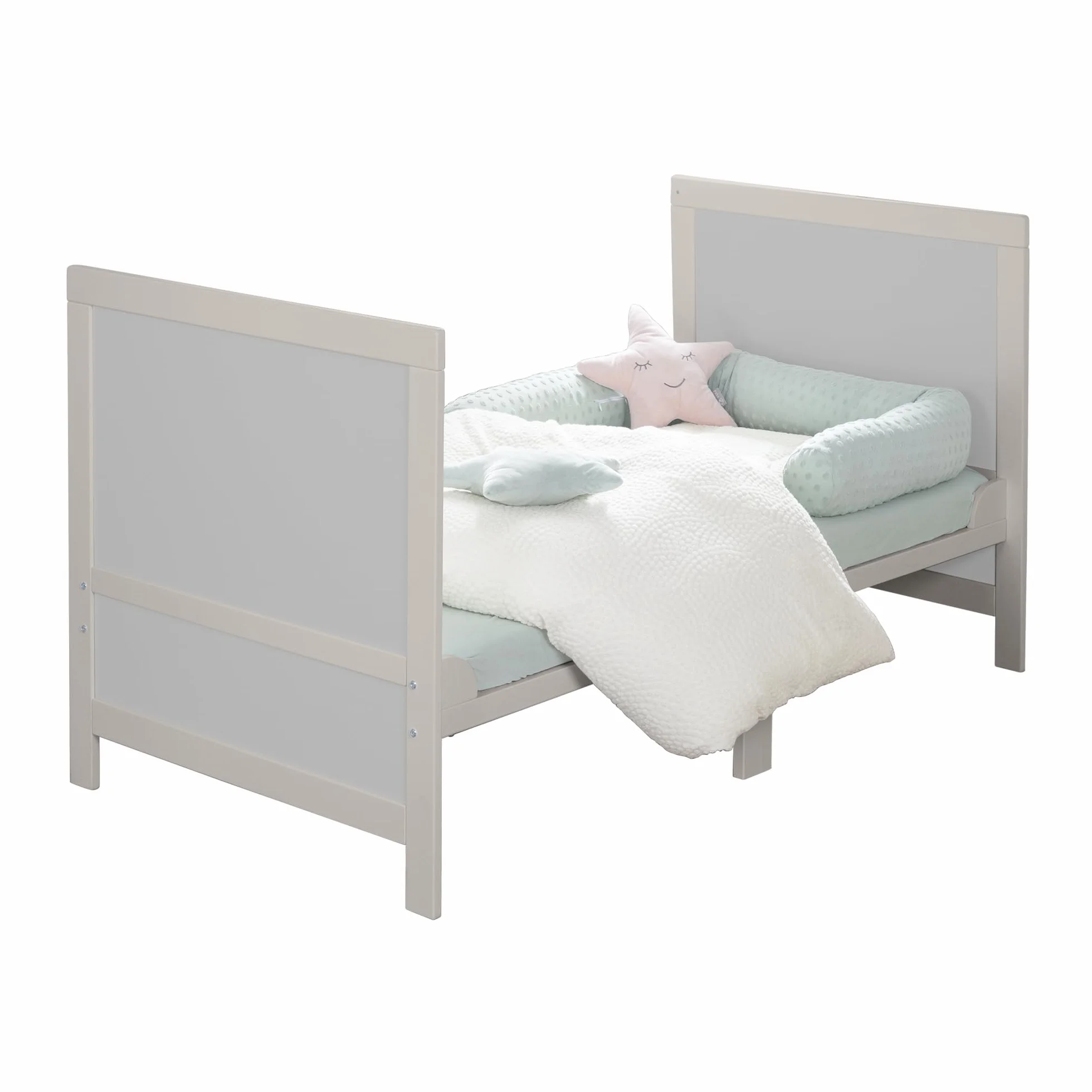 roba Łóżeczko EASY SLEEP 70 x 140 cm z wliczonymi narożnikami do przebudowy - Rośnie razem z dzieckiem, 3-stopniowa regulacja wysokości - 3 wyjmowane szczebelki - Drewno Naturalne/Szare