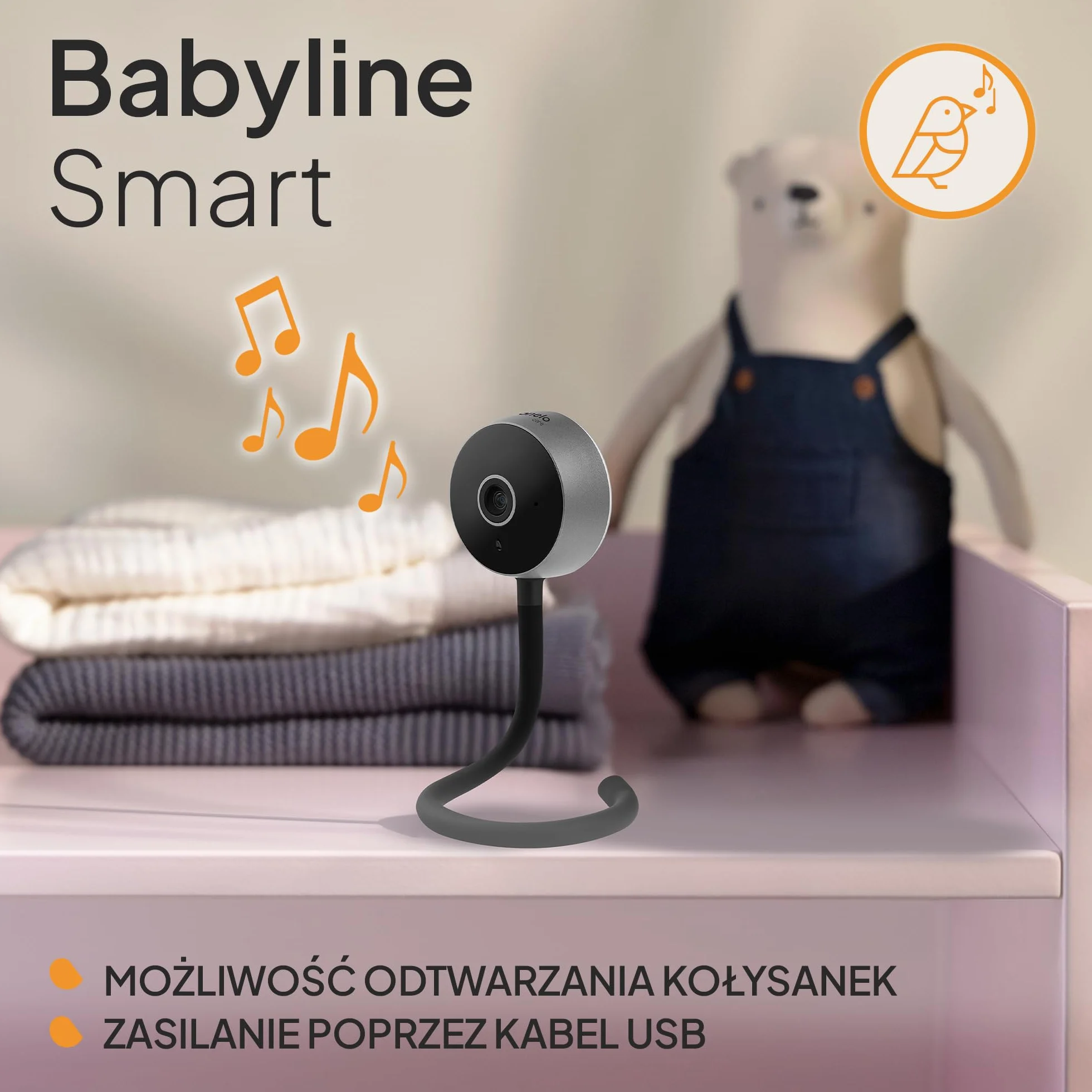 Lionelo Care Babyline Smart inteligentna niania elektroniczna, kamera dla niemowląt Wi-Fi, widoczność w ciemności