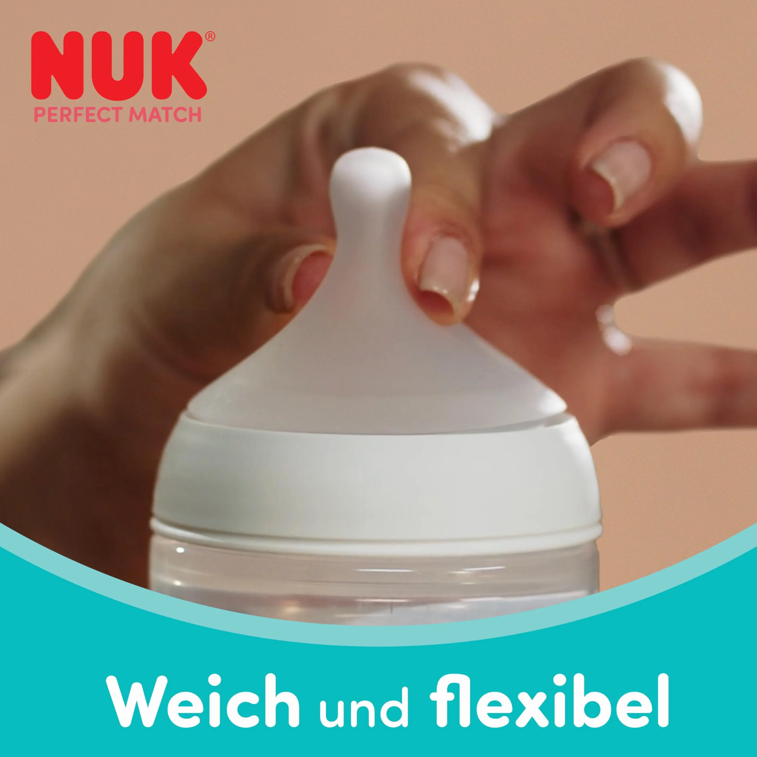NUK Perfect Match Butelka dla niemowląt | 0+ miesięcy | 150 ml | Butelka przeciwkolkowa | PP | Wskaźnik kontroli temperatury | Hipopotam | 1 sztuka
