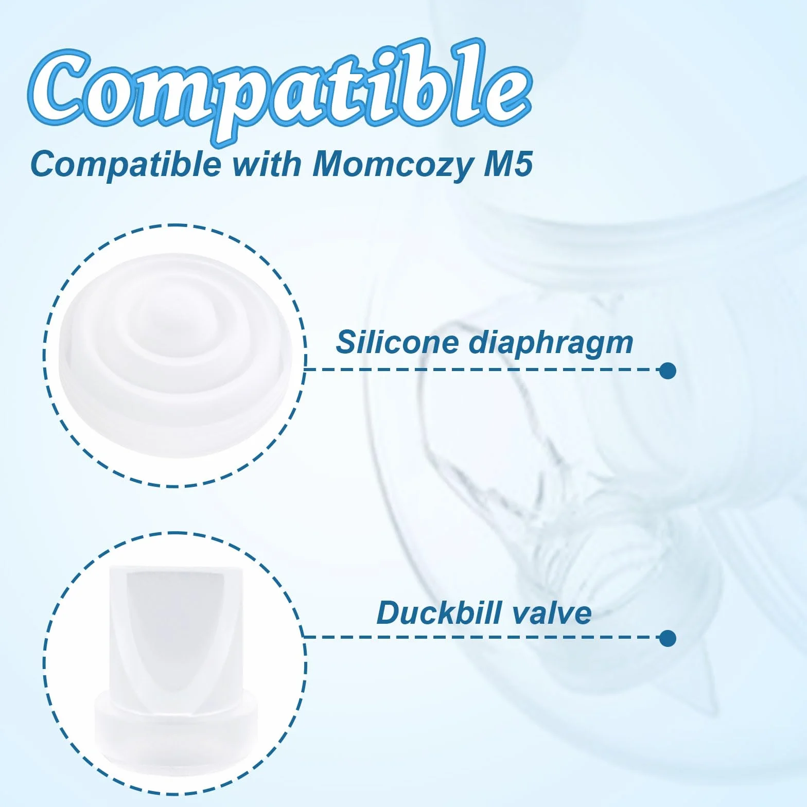 12 Szt. Części Zamiennych do Laktatora Mom Cozy M5, 8 Zaworów Duckbill i 4 Silikonowe Membrany Kompatybilne z Momcozy M5