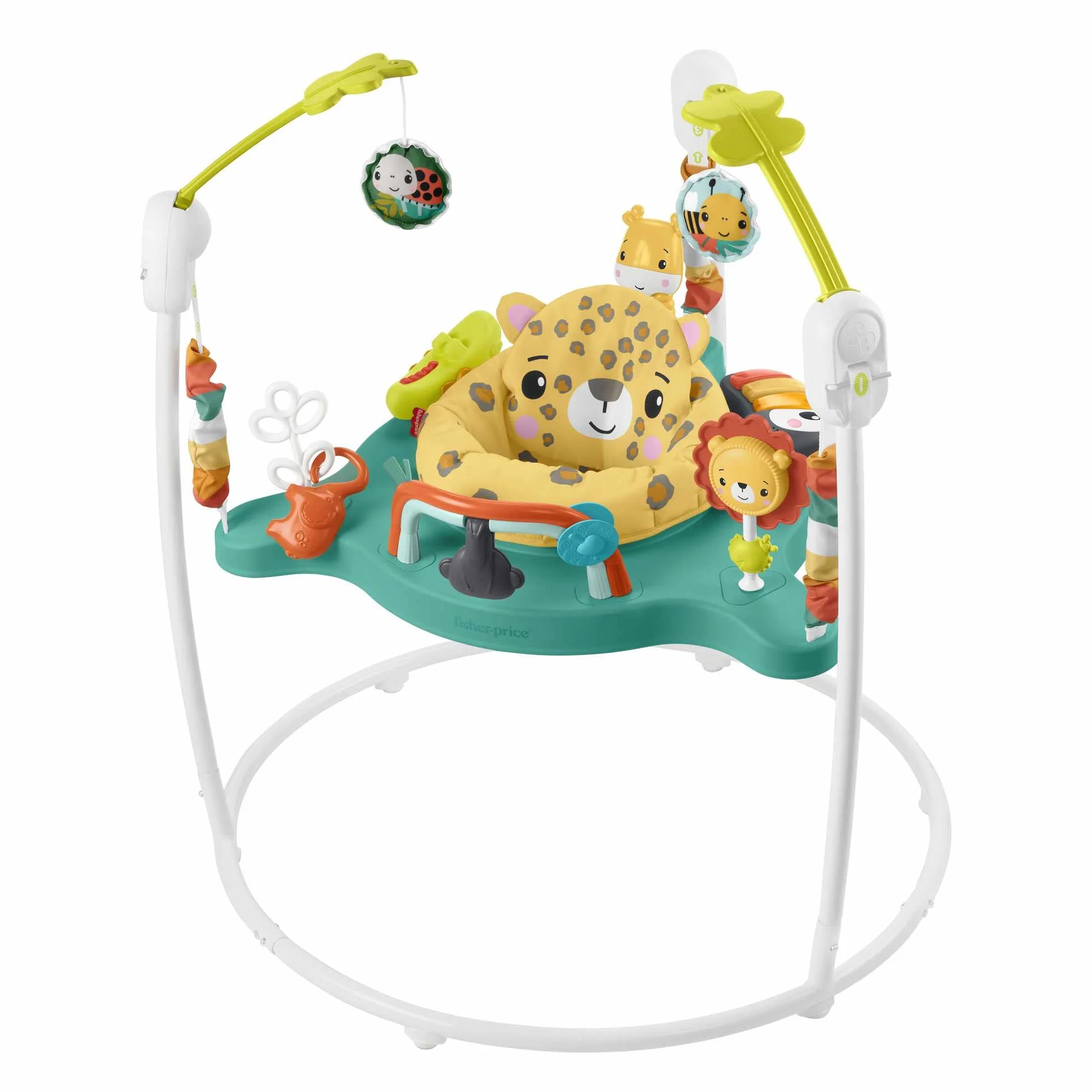 Fisher-Price Skoczek Gepard Centrum zabaw dla niemowląt ze światełkami, dźwiękami i muzyką, interaktywny skoczek dla dzieci, HND47