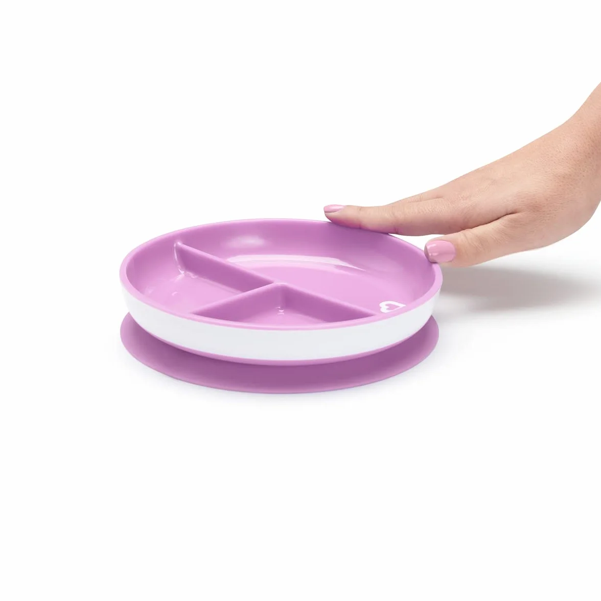 Munchkin Talerze Stay Put dla Dzieci i Niemowląt, Talerz z Przyssawką, bez BPA, Różowy/Fioletowy, 2 Sztuki