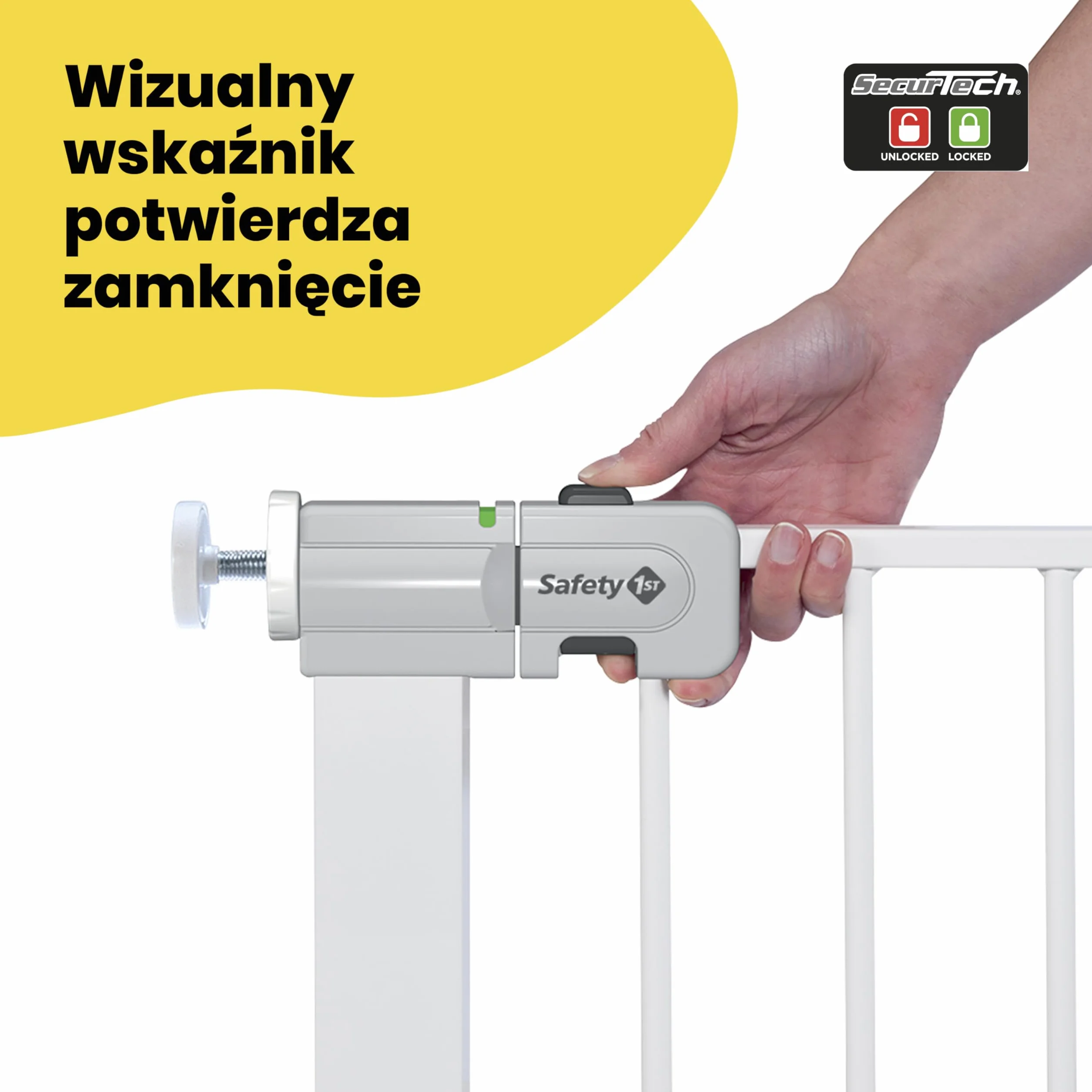 Safety 1st Secure Tech Simply Close, Rozsuwana Bramka Zabezpieczająca, Bramka Zabezpieczająca z Mechanizmem Dociskowym, od 6 miesięcy do 2 lat, Metal White (metalowa w kolorze białym)