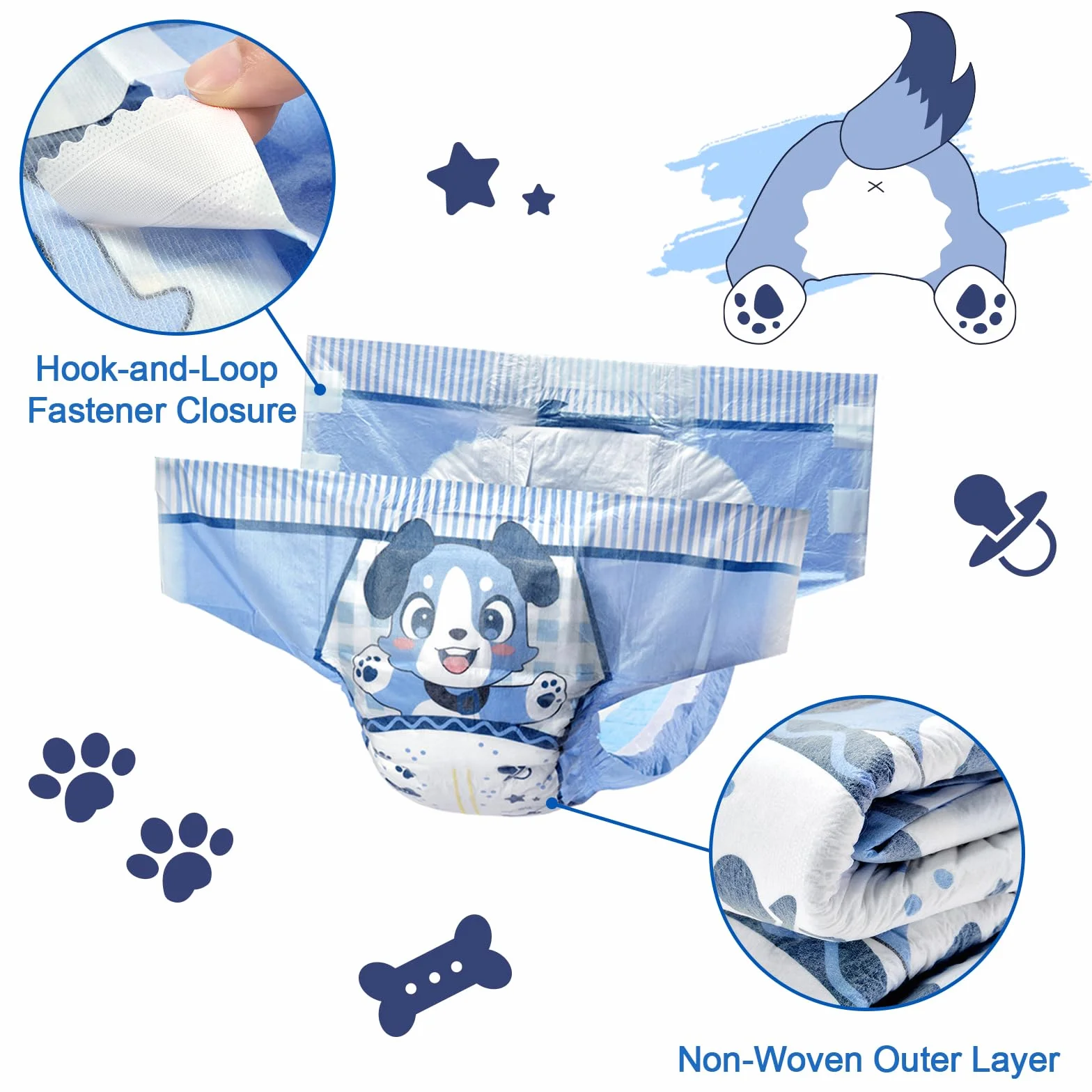 LittleForBig Pielucha Dla Dorosłych Drukowana Regulowane Zapięcie na Rzep Medium 71-96 cm 2 Sztuk