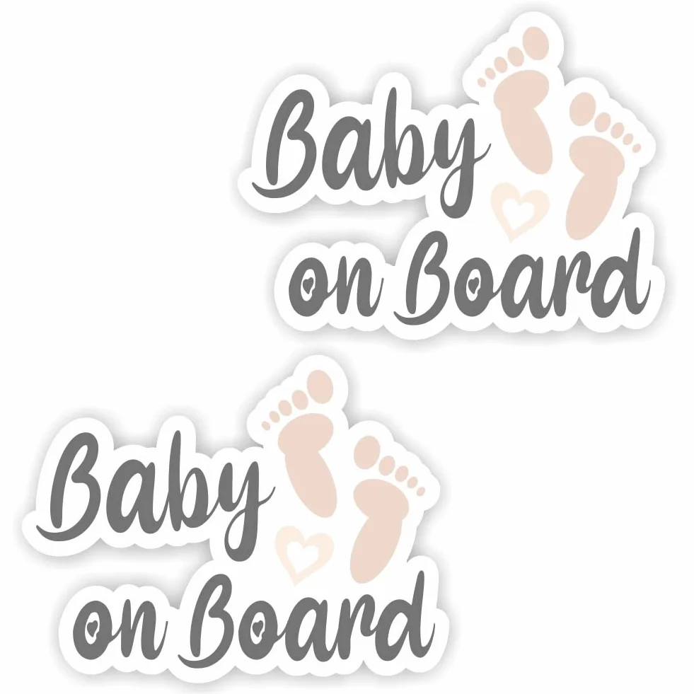 2 x naklejka na deskę z napisem "Baby on Board", 12 x 9 cm, na pokładzie samochodu, zabawna, słodka, 2 odciski stóp, tuning Decal