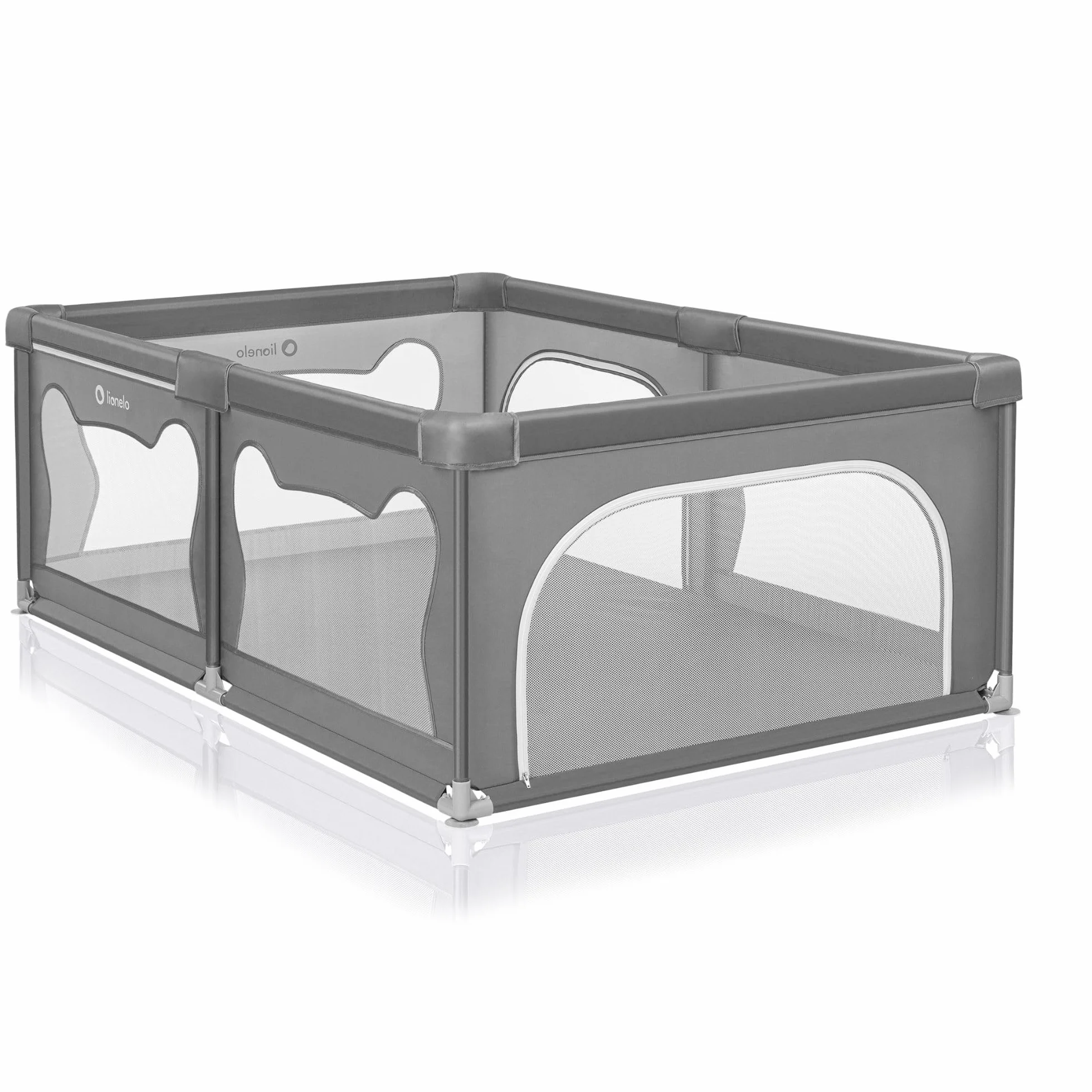 LIONELO WILLOW Składany Kojec dla Dziecka, od 0-48 miesięcy, Duża Przestrzeń 120 cm x 180 cm x 68 cm, Kojec dla Niemowląt z Oddychającą Siatką, 2 Boczne Wejścia na Zamek (L)