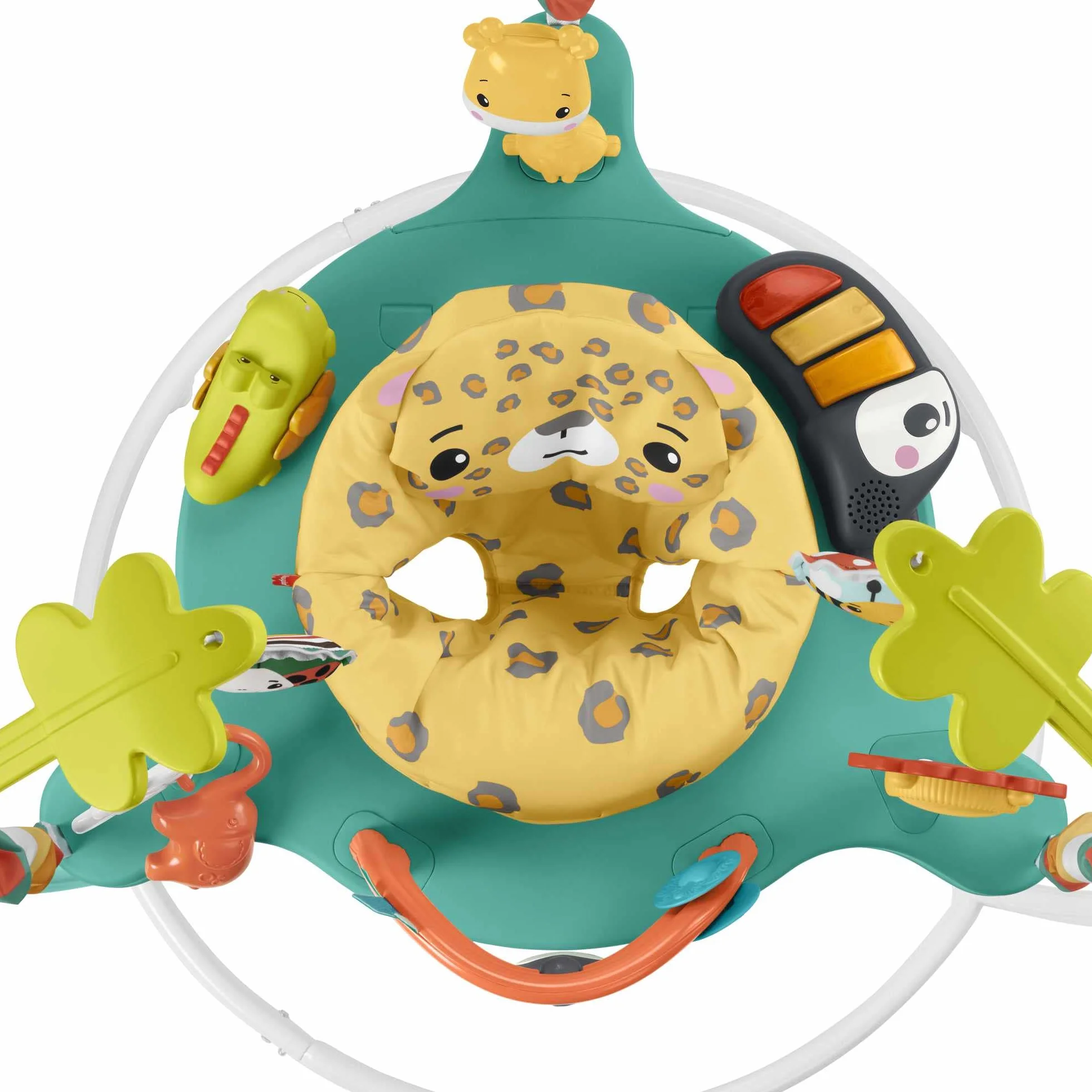 Fisher-Price Skoczek Gepard Centrum zabaw dla niemowląt ze światełkami, dźwiękami i muzyką, interaktywny skoczek dla dzieci, HND47