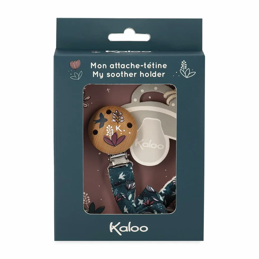 Kaloo K'Doux łańcuszek na smoczek z materiału i drewna FSC 16,5 cm dla niemowląt