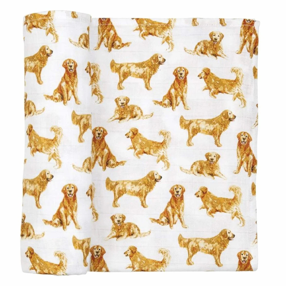 Mud Pie GOLDEN RETRIEVER MUSLIN SWADDLE KOC, bawełna, 119 x 119 cm