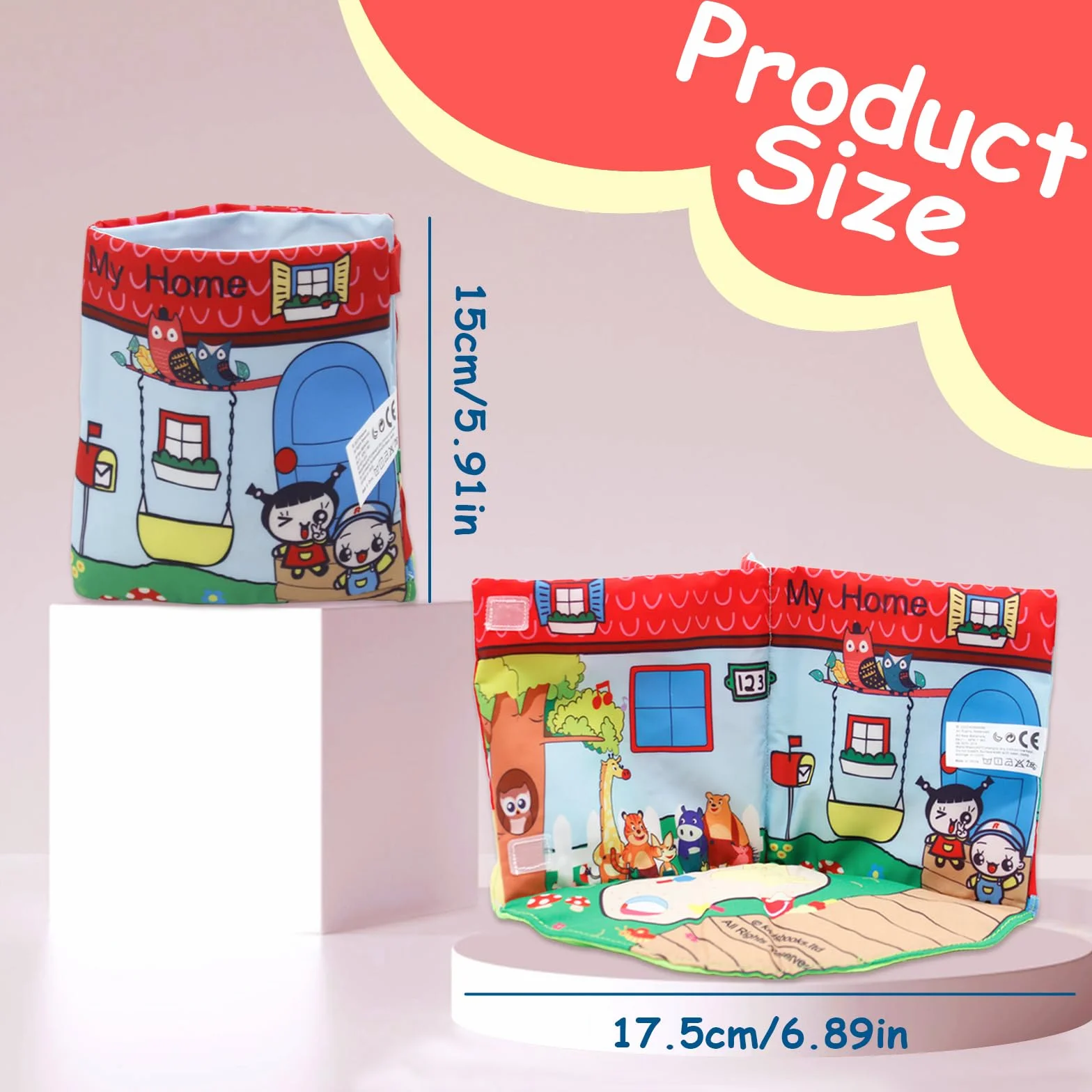 Książeczka 3D z materiału Quiet Book od 1 roku życia, miękka książeczka z szeleszczącymi elementami, książeczka dotykowa, zabawka dla niemowląt od 0, 3, 6, 12 miesięcy