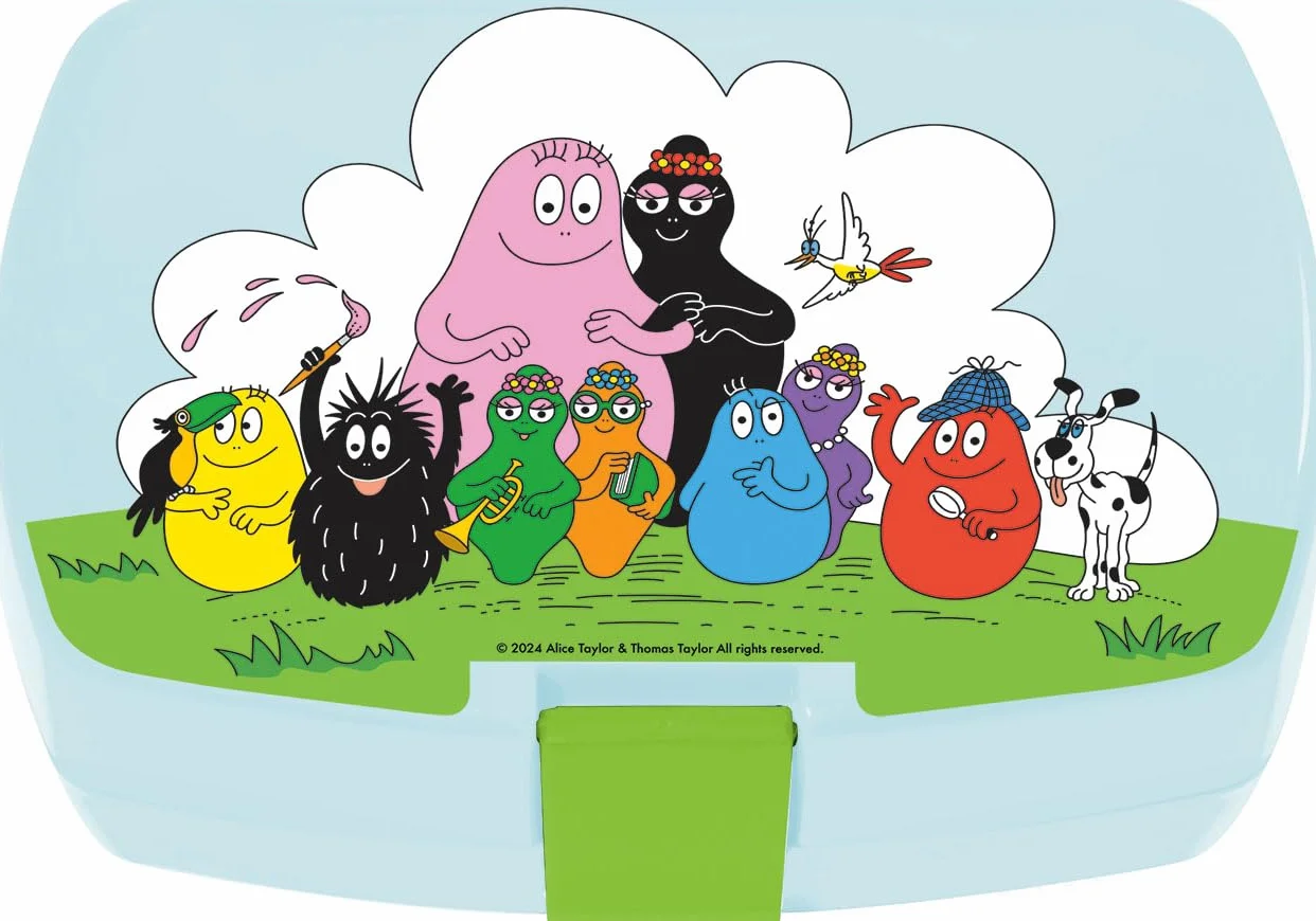 FUN HOUSE Barbapapa kompletny zestaw pudełek na posiłki dla dzieci, 1 szklanka, 2 talerze + sztućce, butelka i pojemnik na przekąski, oficjalna licencja, wielokrotnego użytku i mikrofalówka, pomysł na