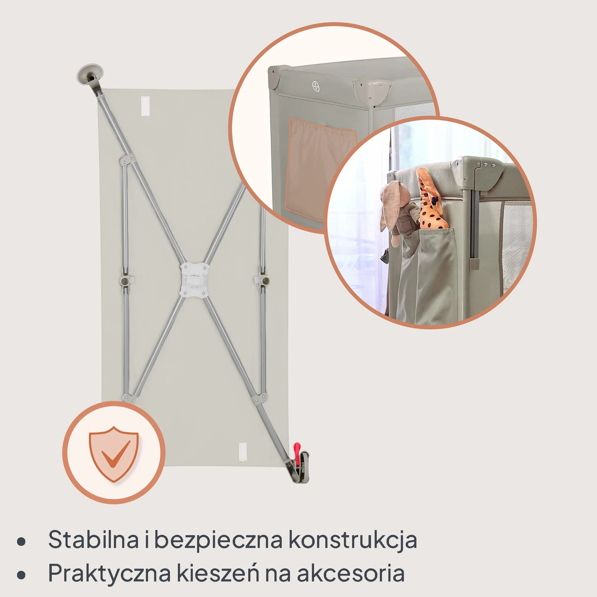 Lionelo Ellen 3 w 1 łóżko podróżne 0-3 lata 15 kg 2 wysokości materaca beżowa