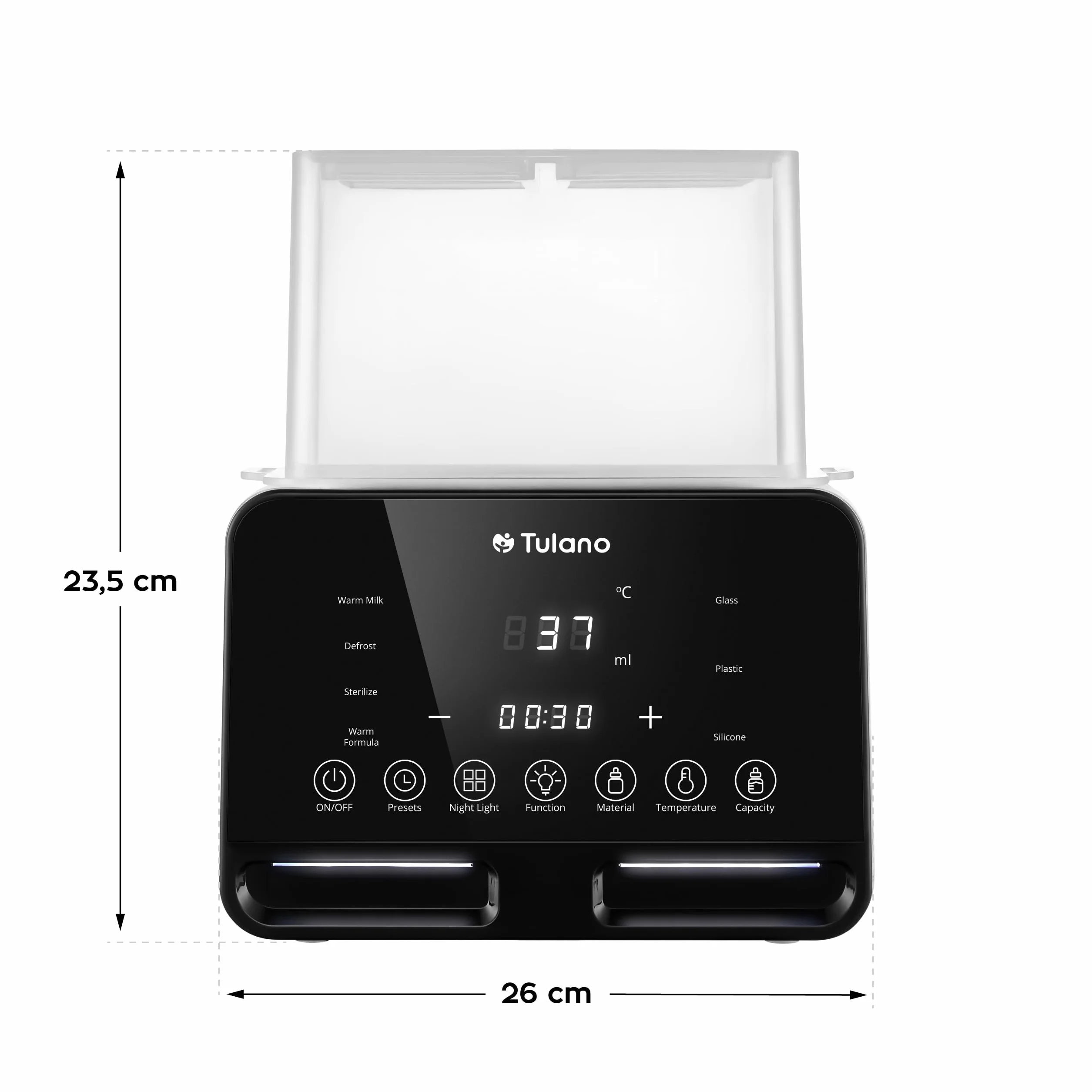 Tulano Ellie 45 podwójny podgrzewacz do butelek dla niemowląt 7 w 1 | sterylizator | lampka nocna | ekran dotykowy LCD | utrzymanie temperatury | uniwersalny do butelek