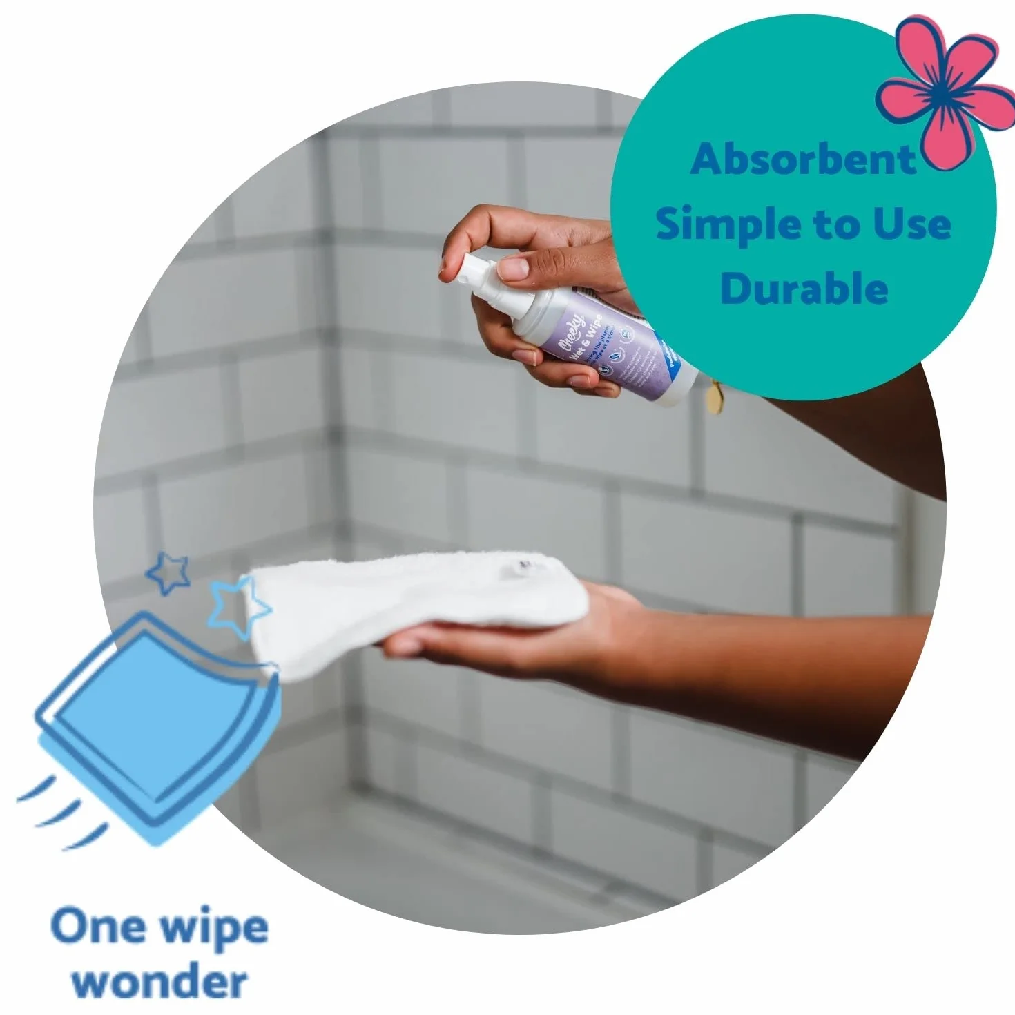 Cheeky Wipes Aqua Baby Mikrofasertücher, 25 Stück