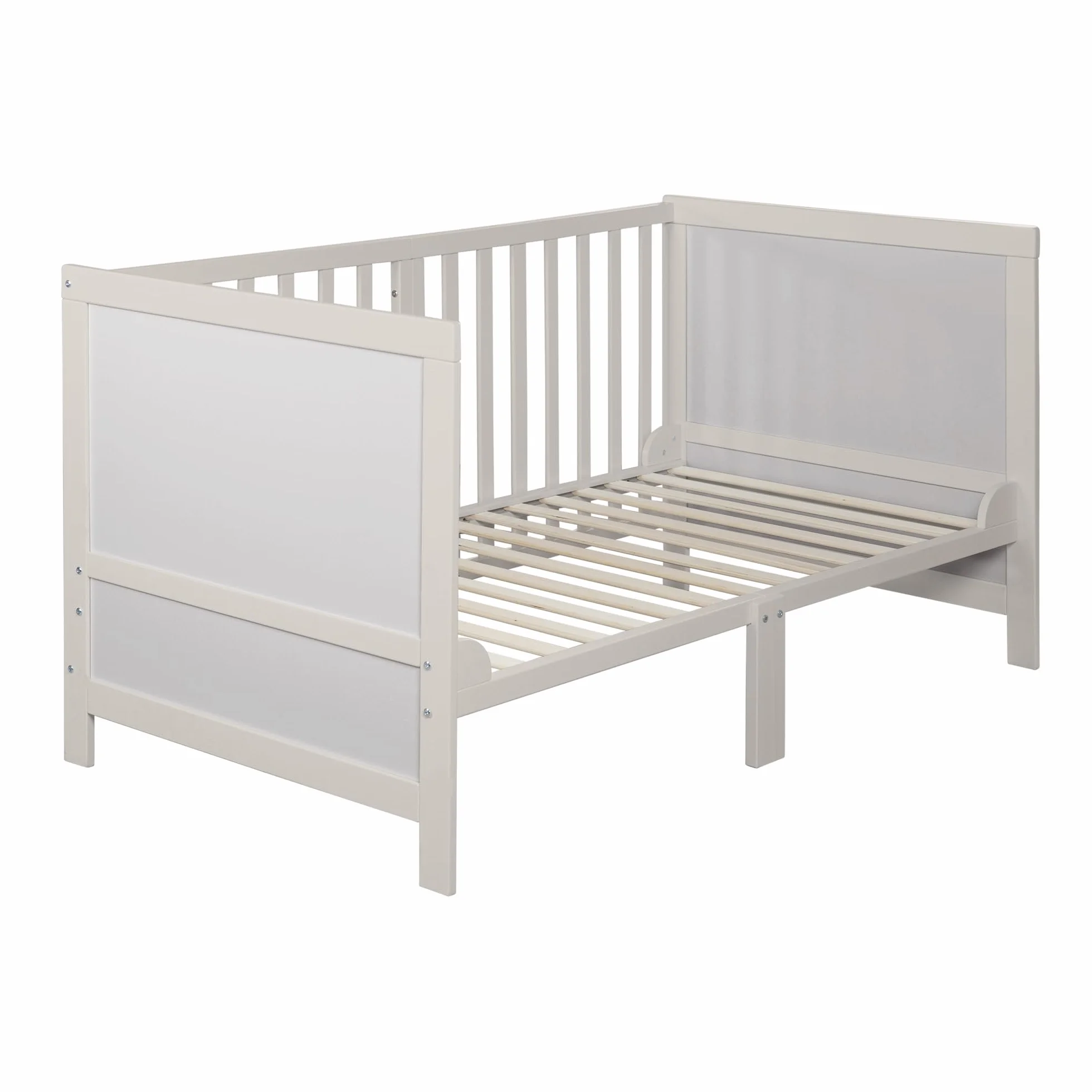 roba Łóżeczko EASY SLEEP 70 x 140 cm z wliczonymi narożnikami do przebudowy - Rośnie razem z dzieckiem, 3-stopniowa regulacja wysokości - 3 wyjmowane szczebelki - Drewno Naturalne/Szare