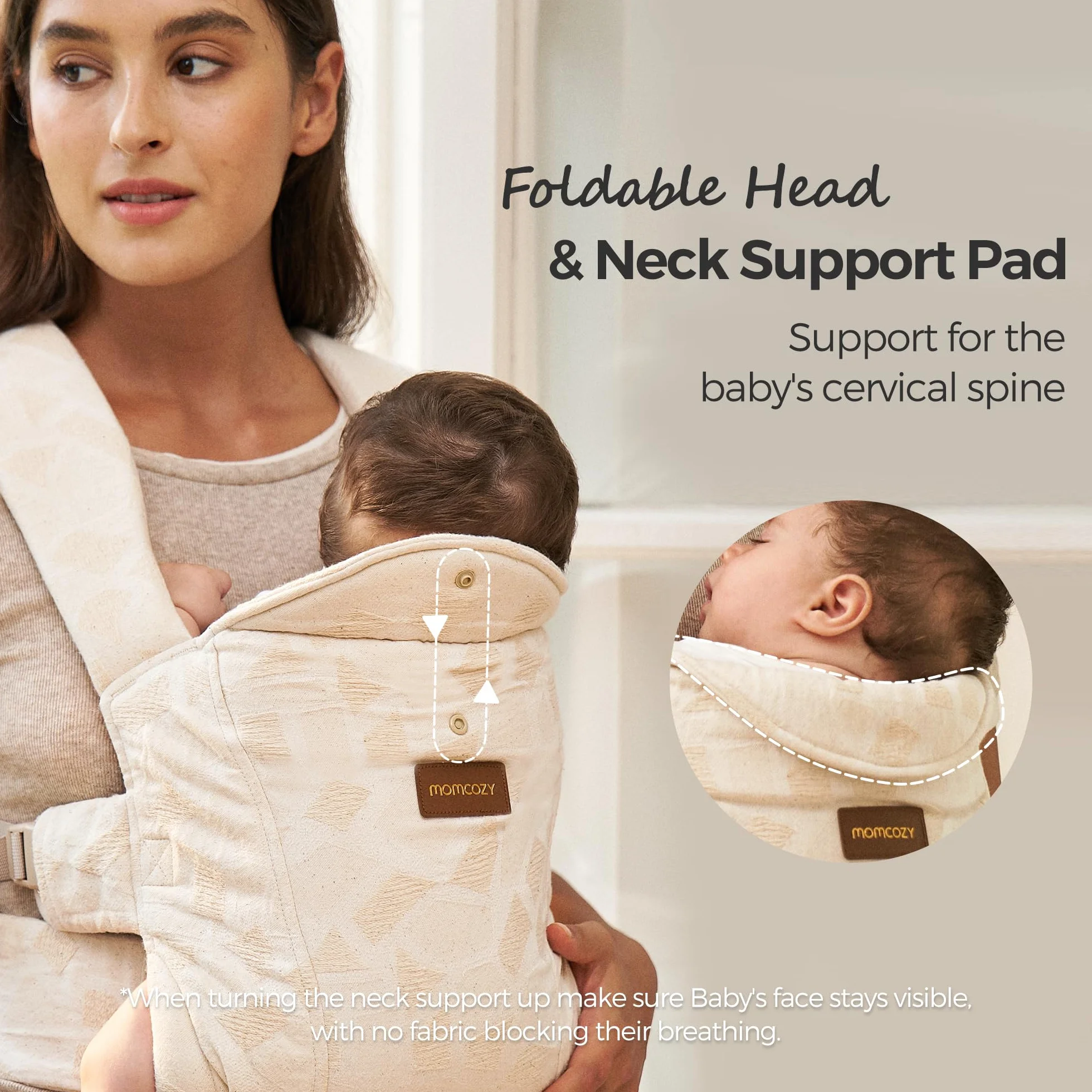 Momcozy Nosidełko dla noworodka od urodzenia | Ergonomiczna pomoc do noszenia z podparciem karku, lekkie i bezpieczne (3-11 kg), geometryczny wzór