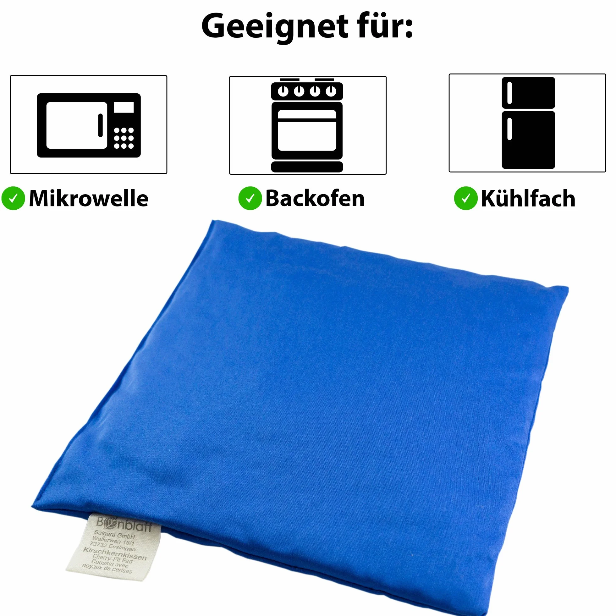 Poduszka z pestkami wiśni Bio Bonblatt® Öko-Tex 100 19x19 cm niebieska