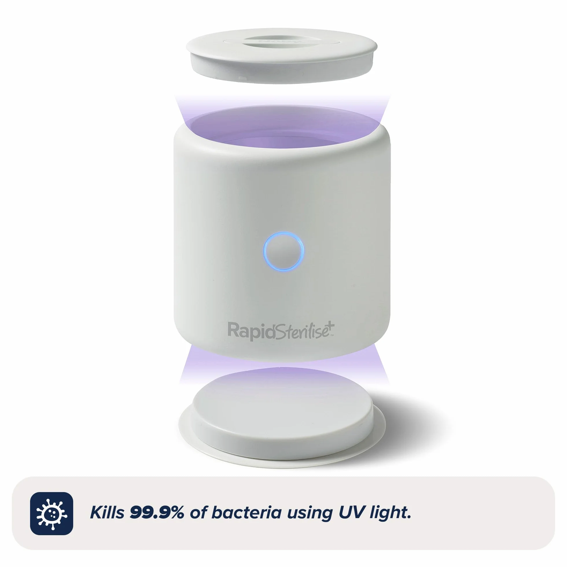 Nuby RapidSterilise+ przenośny sterylizator UV dla niemowląt, 30 zastosowań na ładowanie, USB, automatyczne wyłączanie