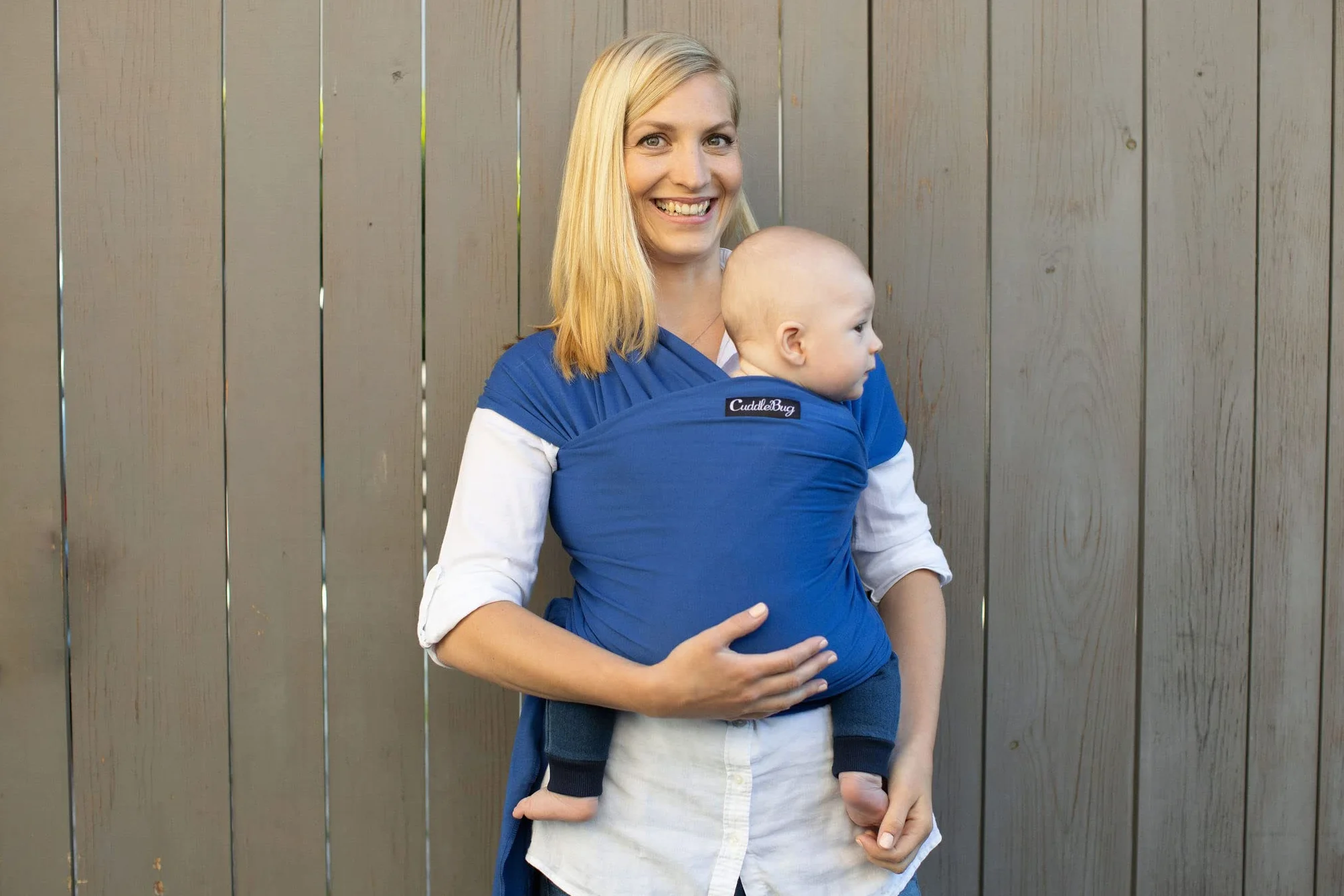 CuddleBug Opaska na czoło dla niemowląt i małych dzieci do 16 kg – opaska dla noworodków do noszenia bez użycia rąk, nosidełko dla niemowląt z paskiem, idealna na prezent dla narodzin i Baby Shower
